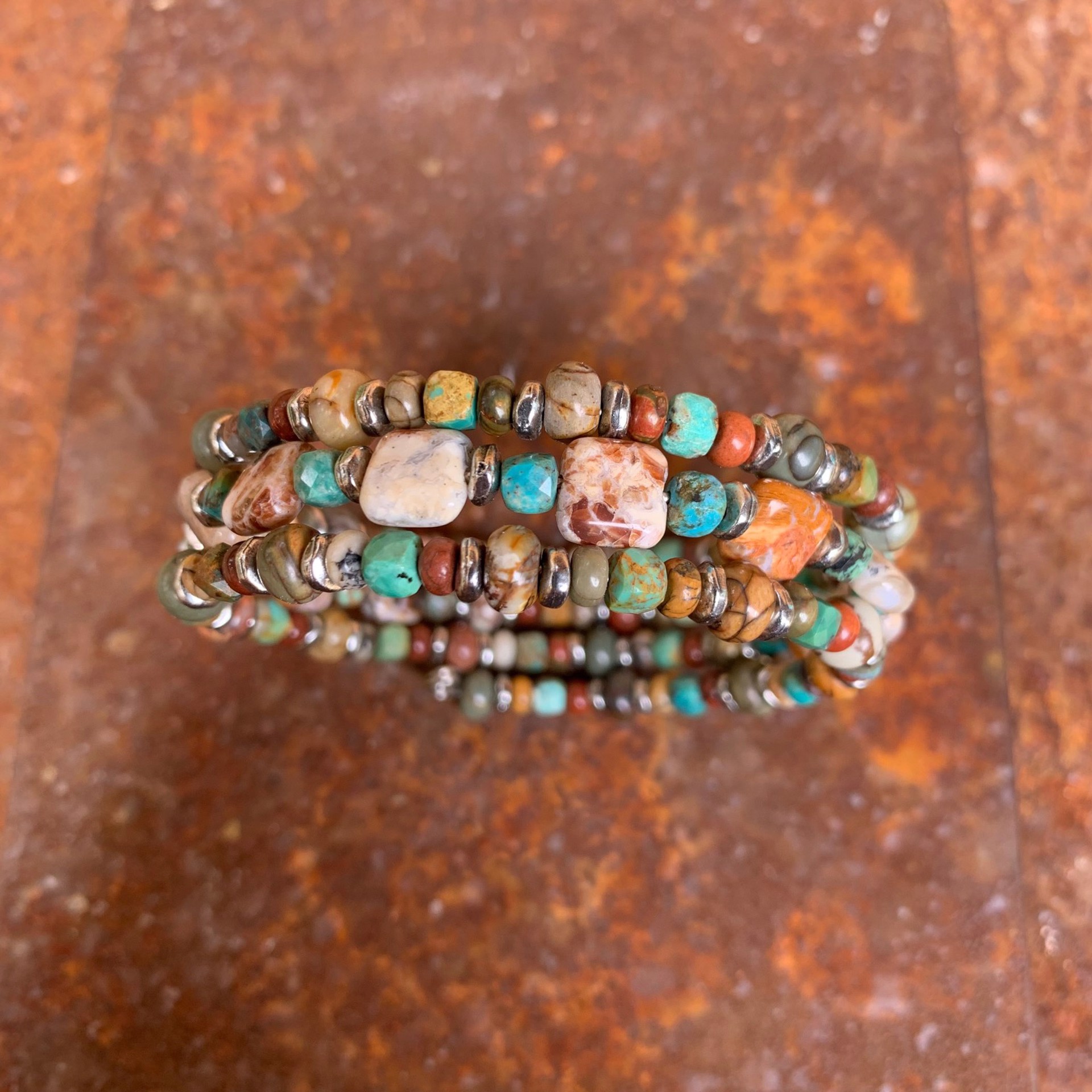 K743 Jasper and Turquoise Triple Wrap Bracelet by Kelly Ormsby