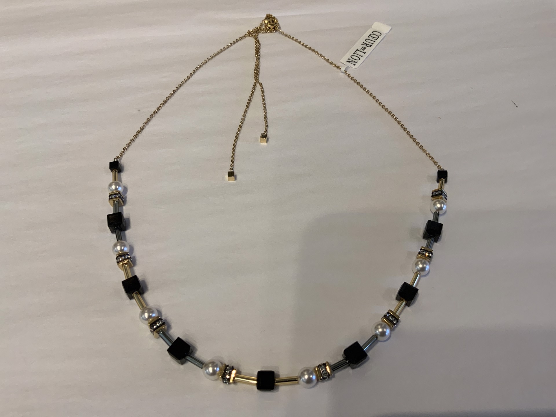 Geo Cubed Black and Pearl Necklace by Coeur de Lion Nikaia Inc.