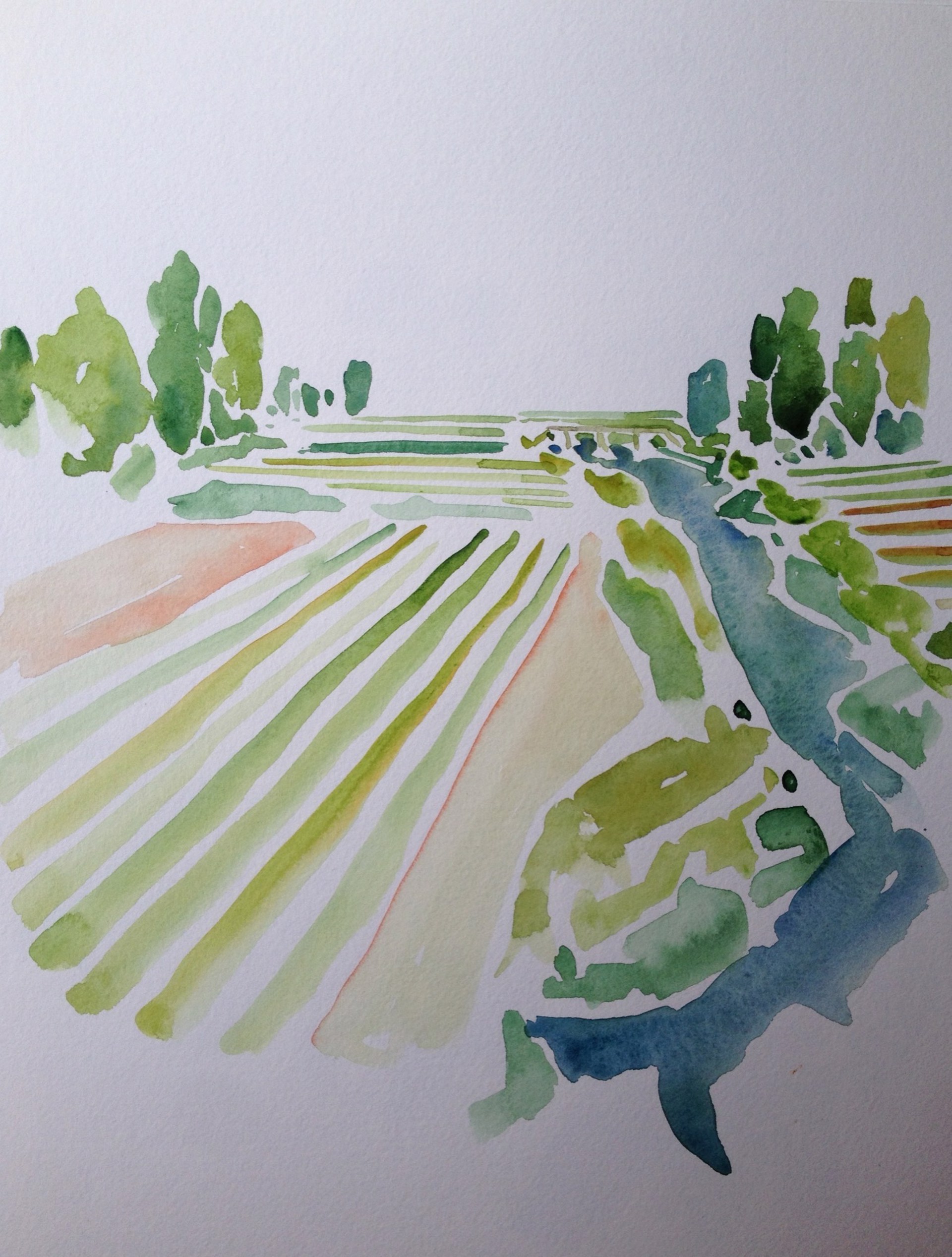 Two Red Fields and Canal, West-Knollendam by Rachael Van Dyke