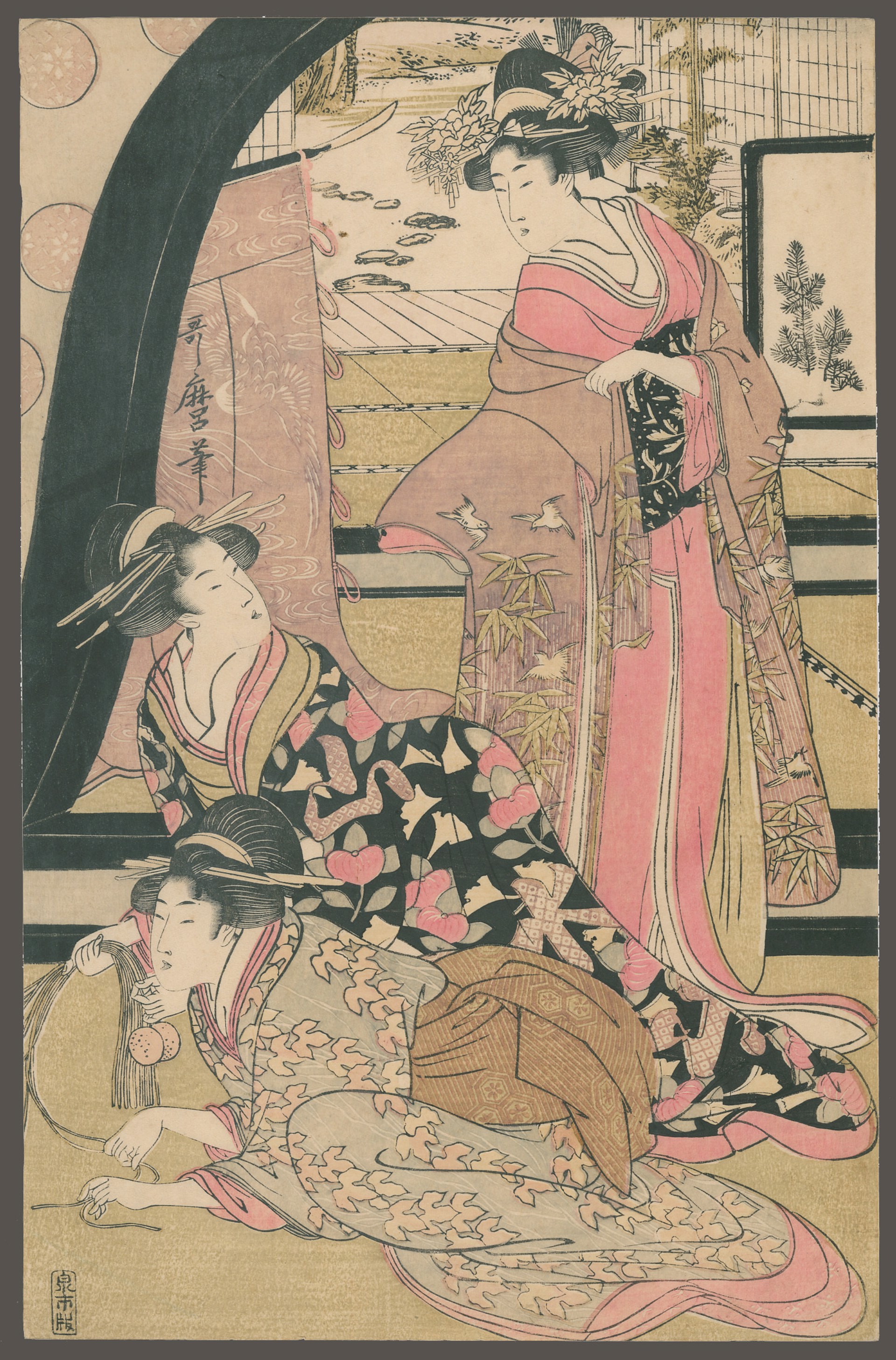 Goten Joshu Wakashu Biki no Zu by Utamaro