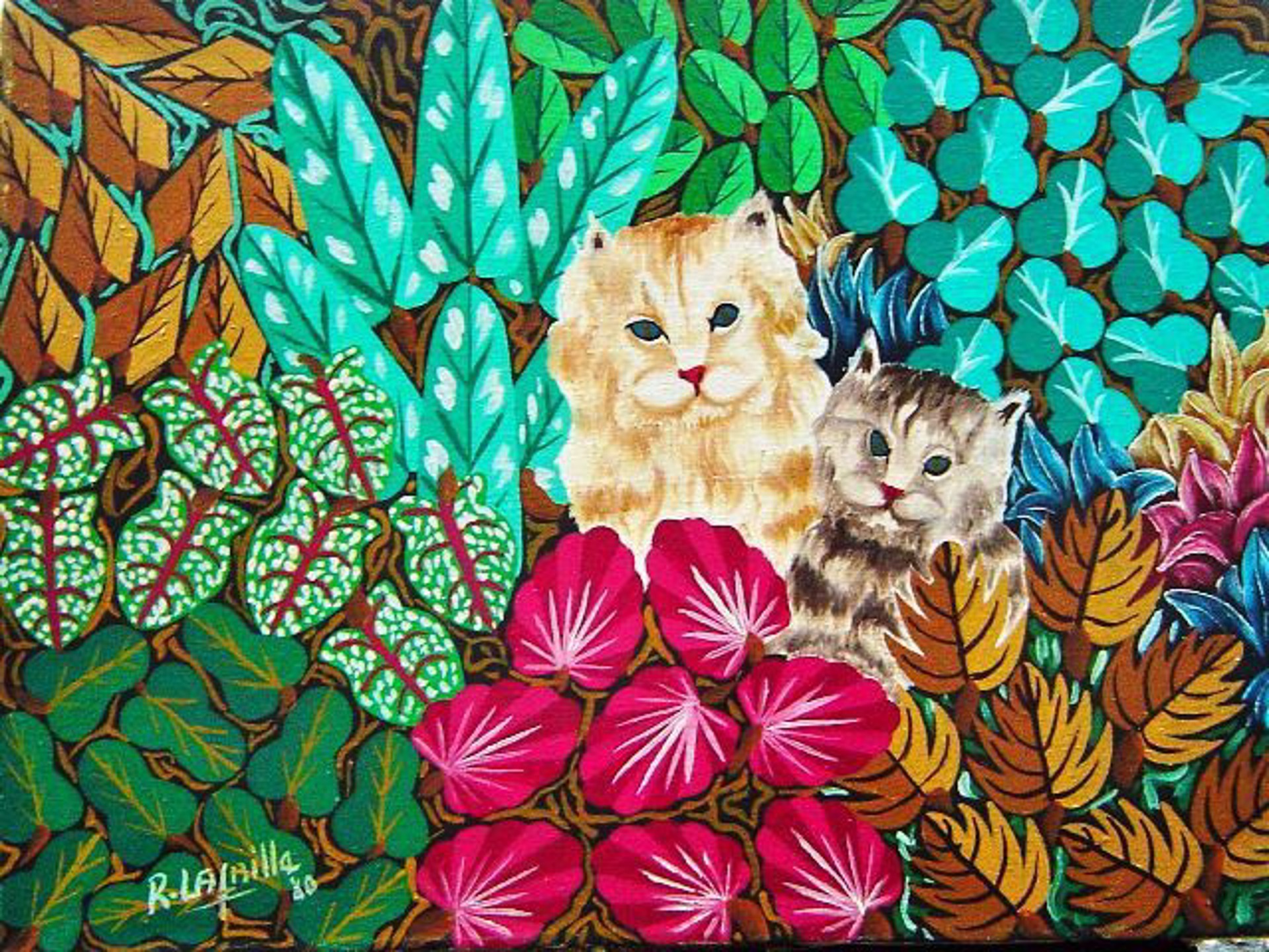 Cat & Kitten #3-2-95MFN by Raymond Lafaille (Haitian)