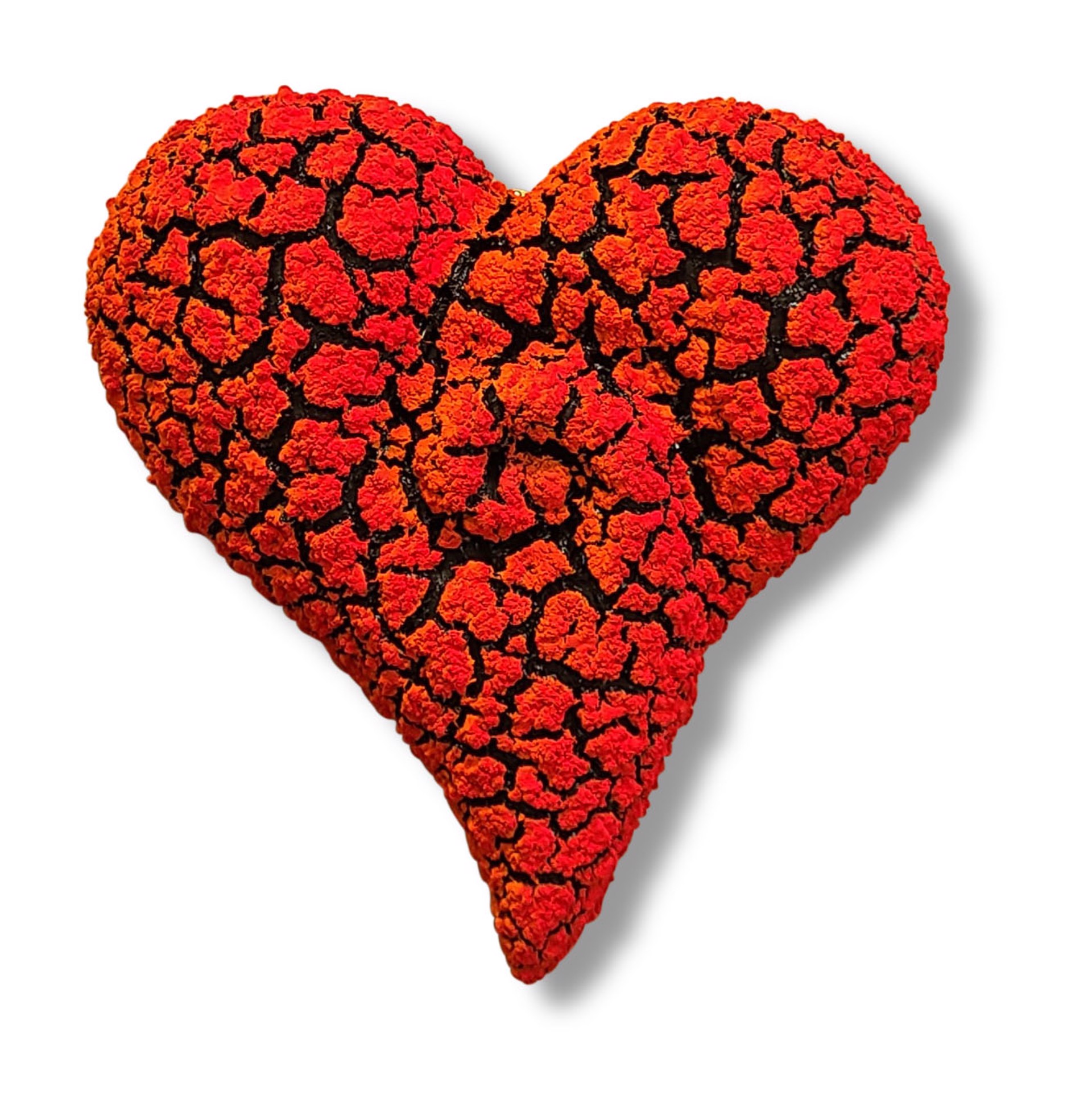 Orange and Red Swirled Lichen Heart by Randy O'Brien