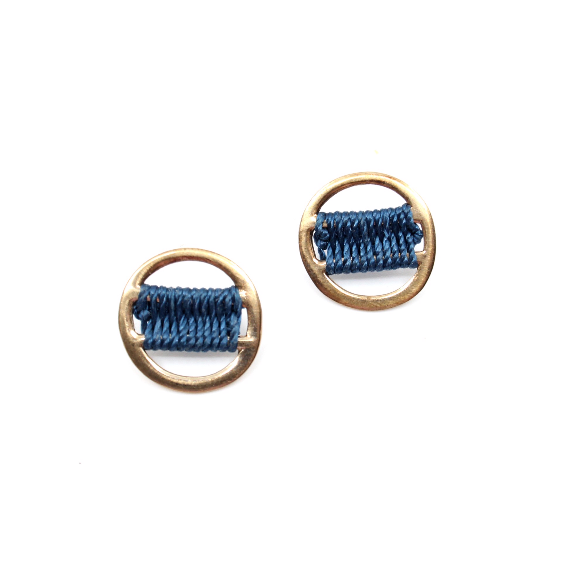 Circle studs (blue) by Flag Mountain Jewelry