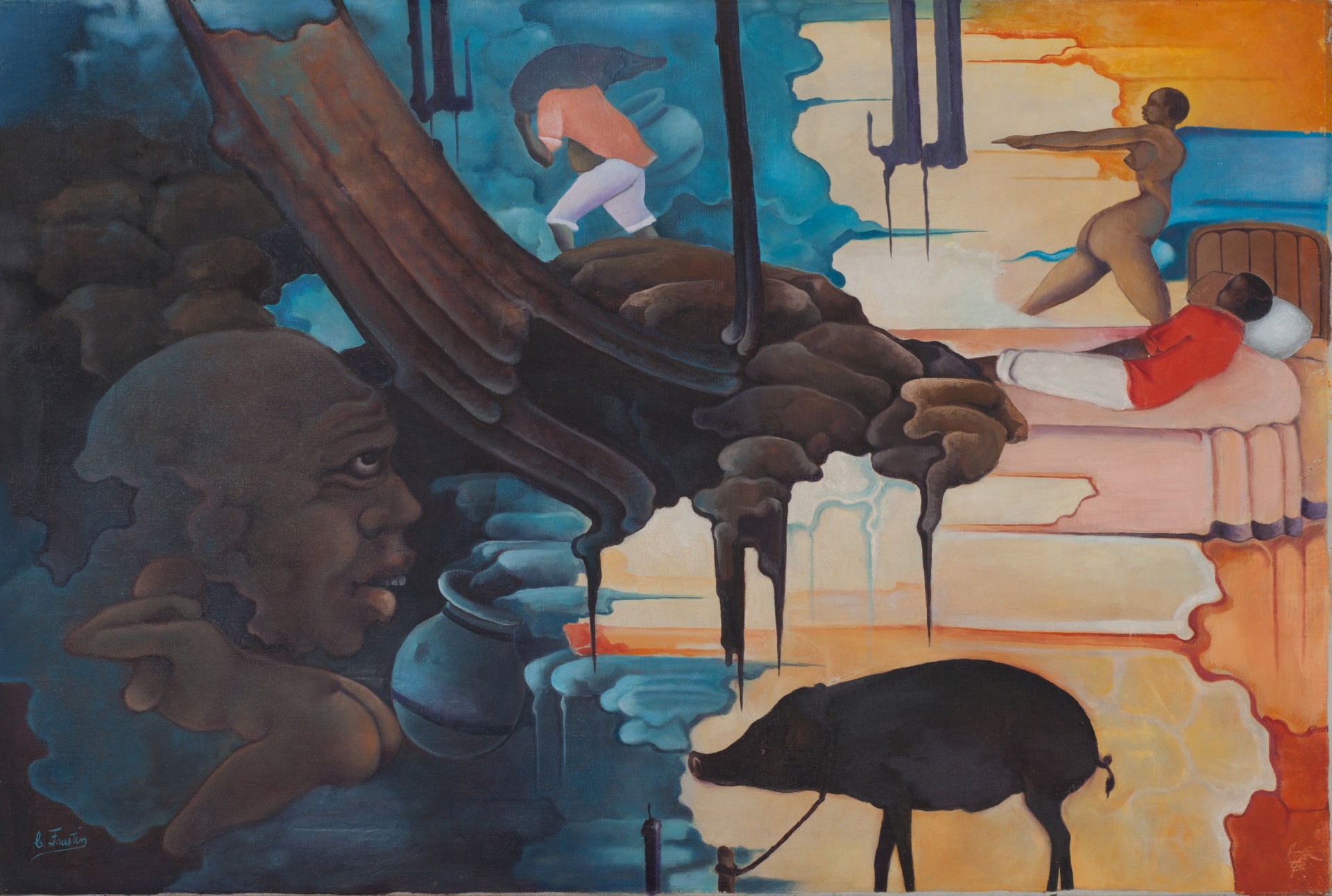 Vodou Dream & Pig #19-3-96GSN by Celestin Faustin (1948-1981)