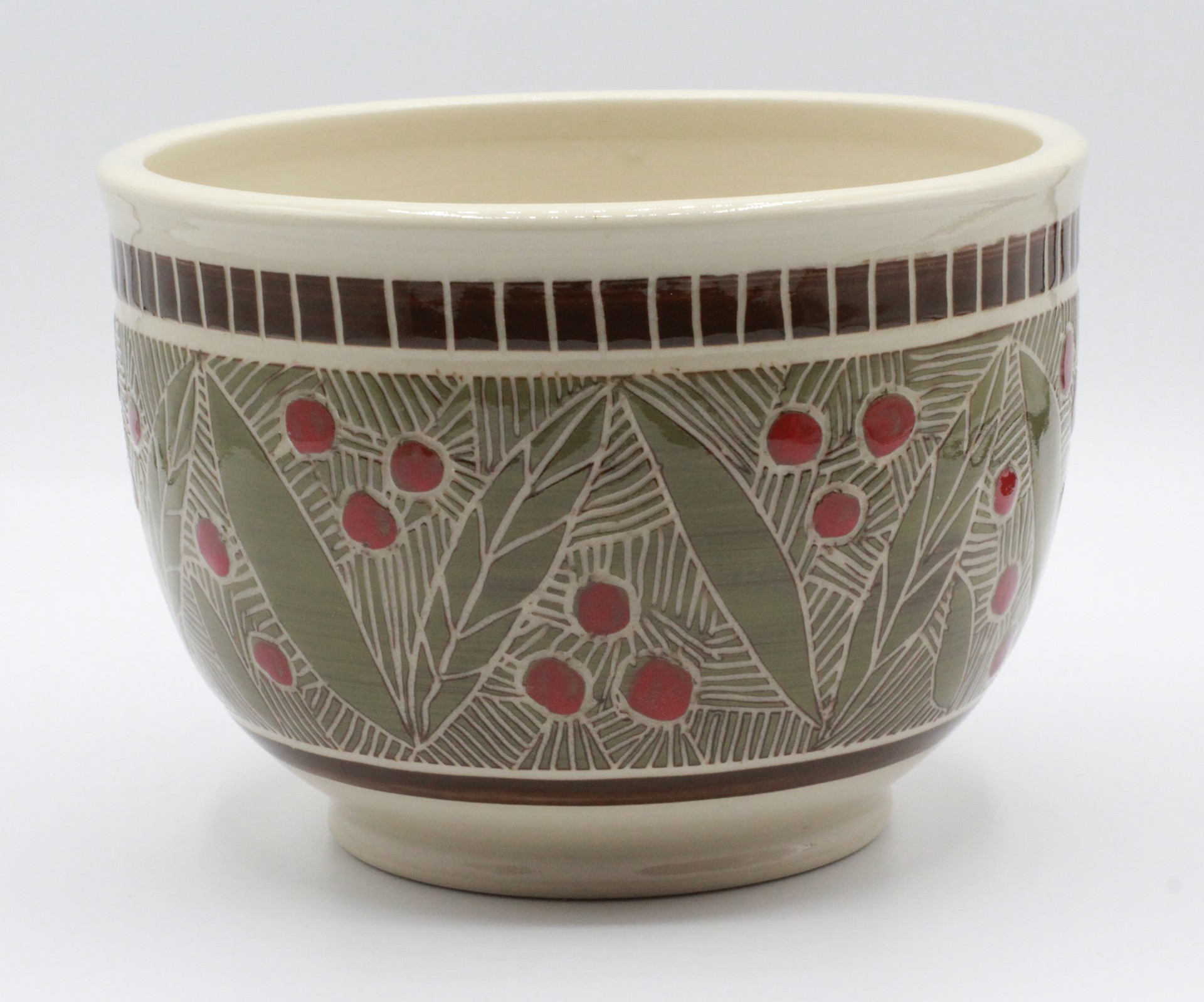 Leaves and Berries Medium Mixing Bowl by Kelly Price