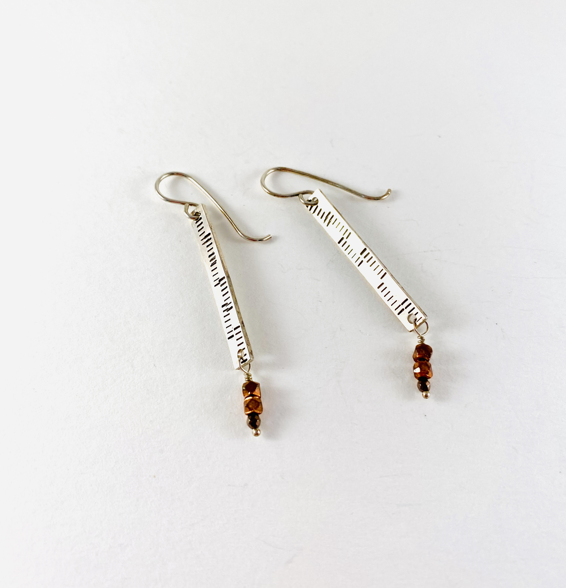 SL20-23 Silver Earrings with Copper bead accent by Shelby Lee - jewelry