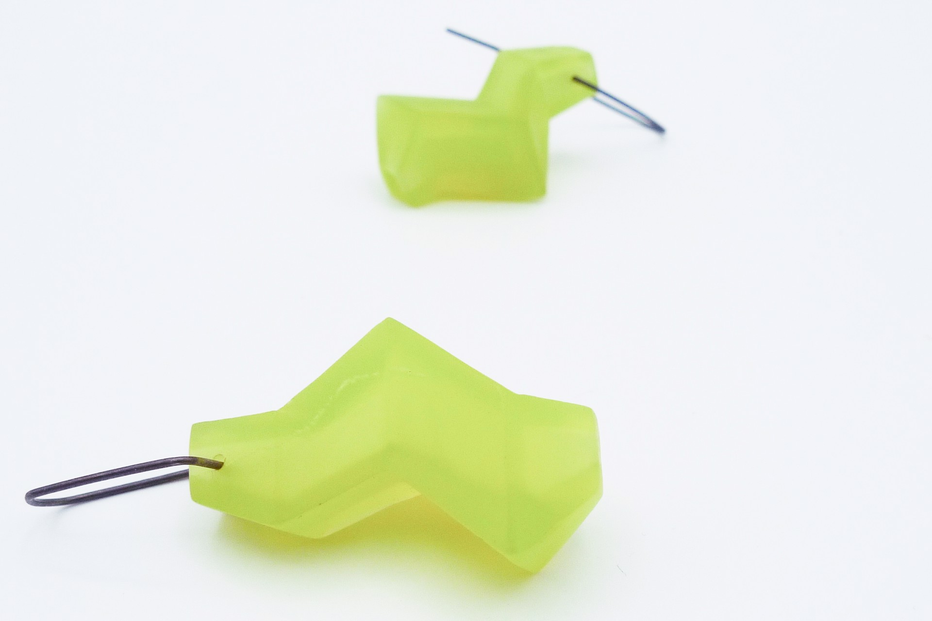 Yellow Green Resin Earrings by Juan Fried