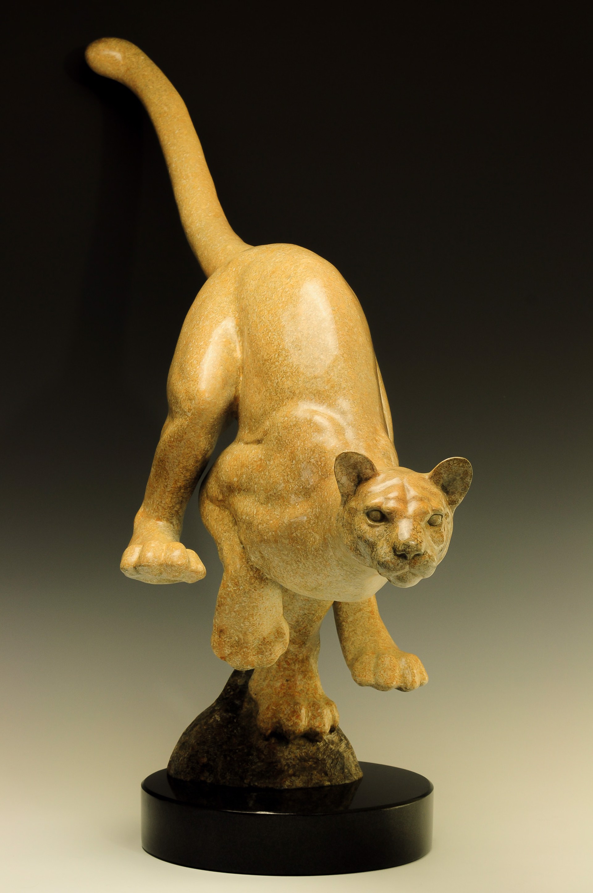 A Fine Art Sculpture In Bronze By Jeremy Bradshaw Featuring A Pouncing Mountain Lion, Available At Gallery Wild