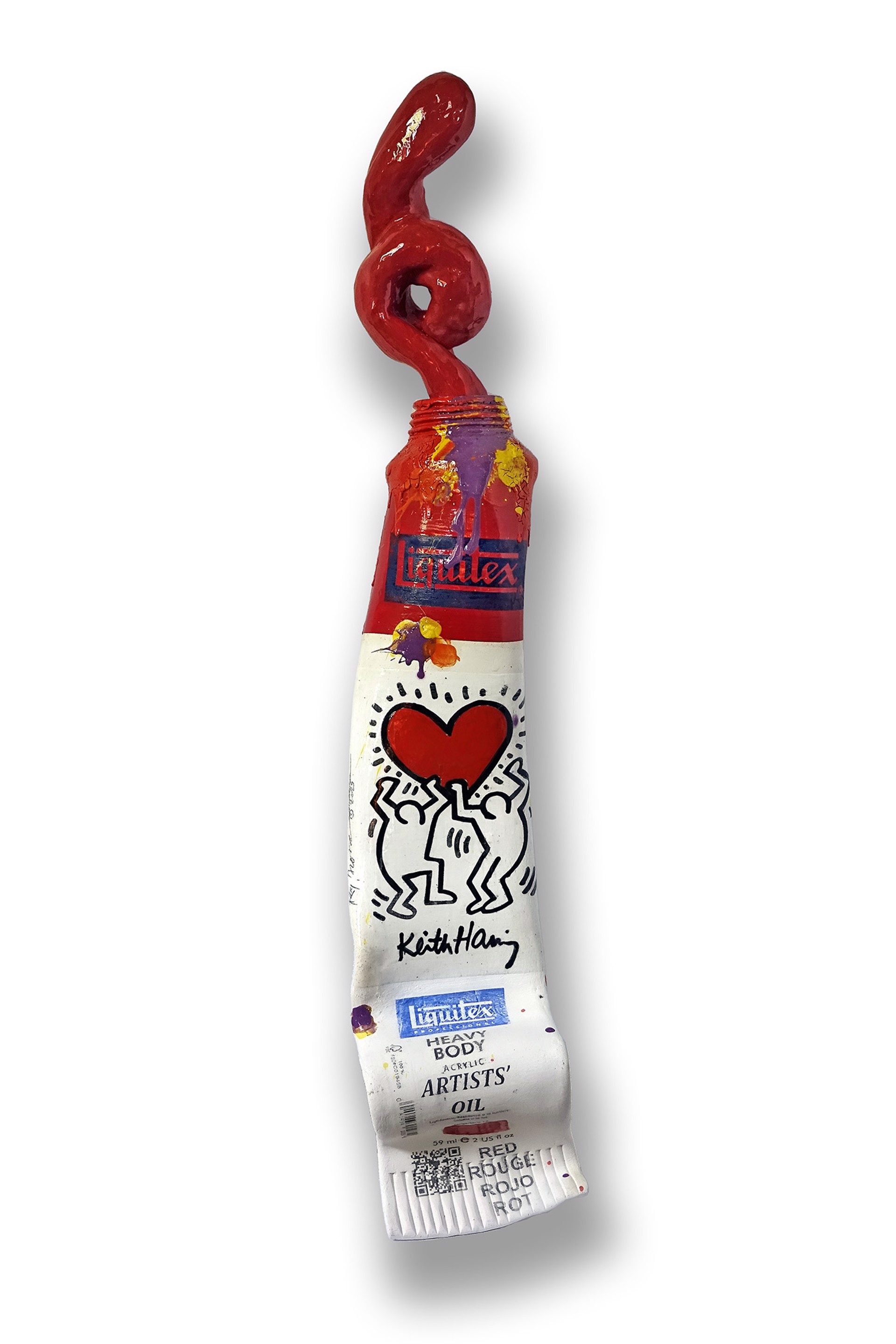 Red Keith Haring Paint Tube (SOLD) by Ray Gross