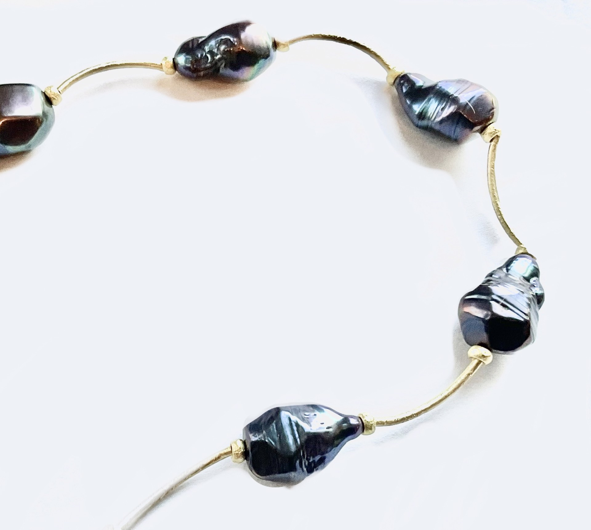 Dangerous Curves - Baroque Peacock Pearls 18k Gold OAK by Mara Labell