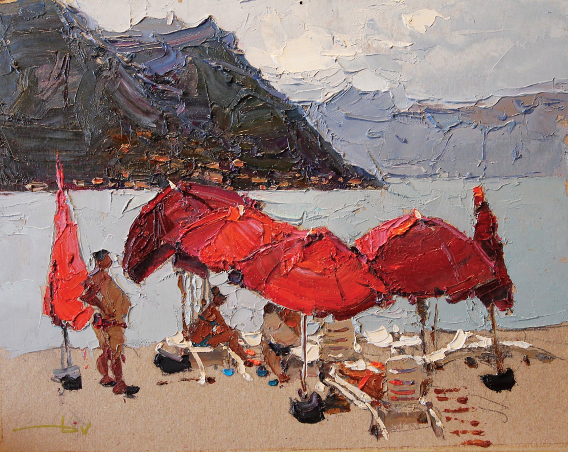 Red Umbrellas by Daniil Volkov