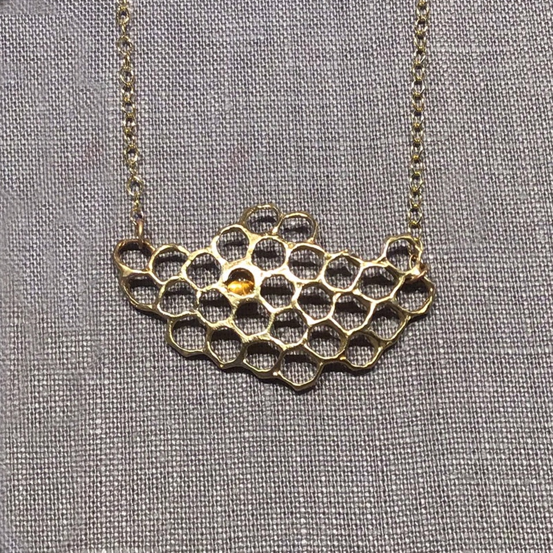 Honeycomb necklace with citrine by Bee Amour