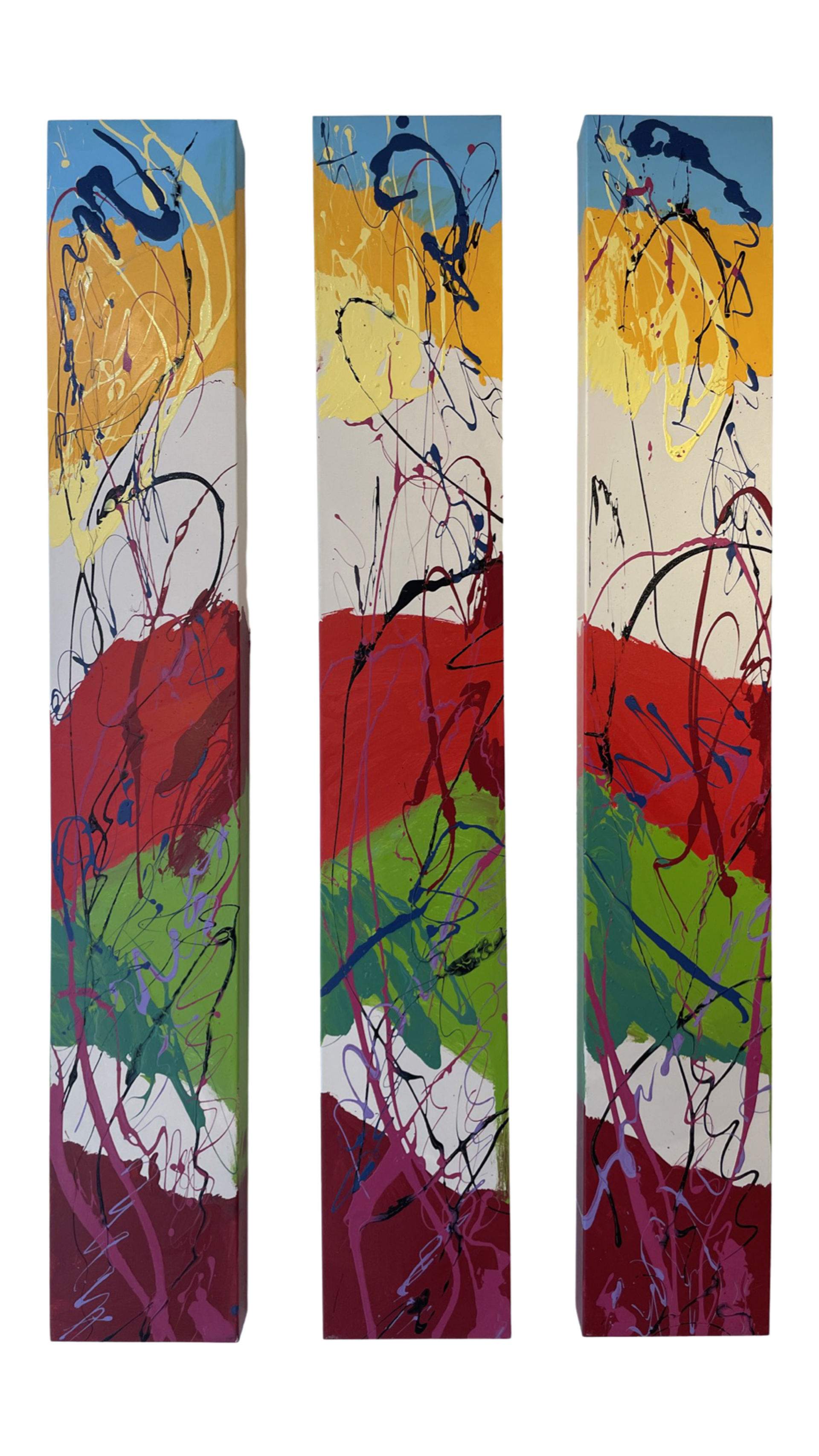 "Set of Three Panel 2" by Abstract Paintings by Elena Bulatova