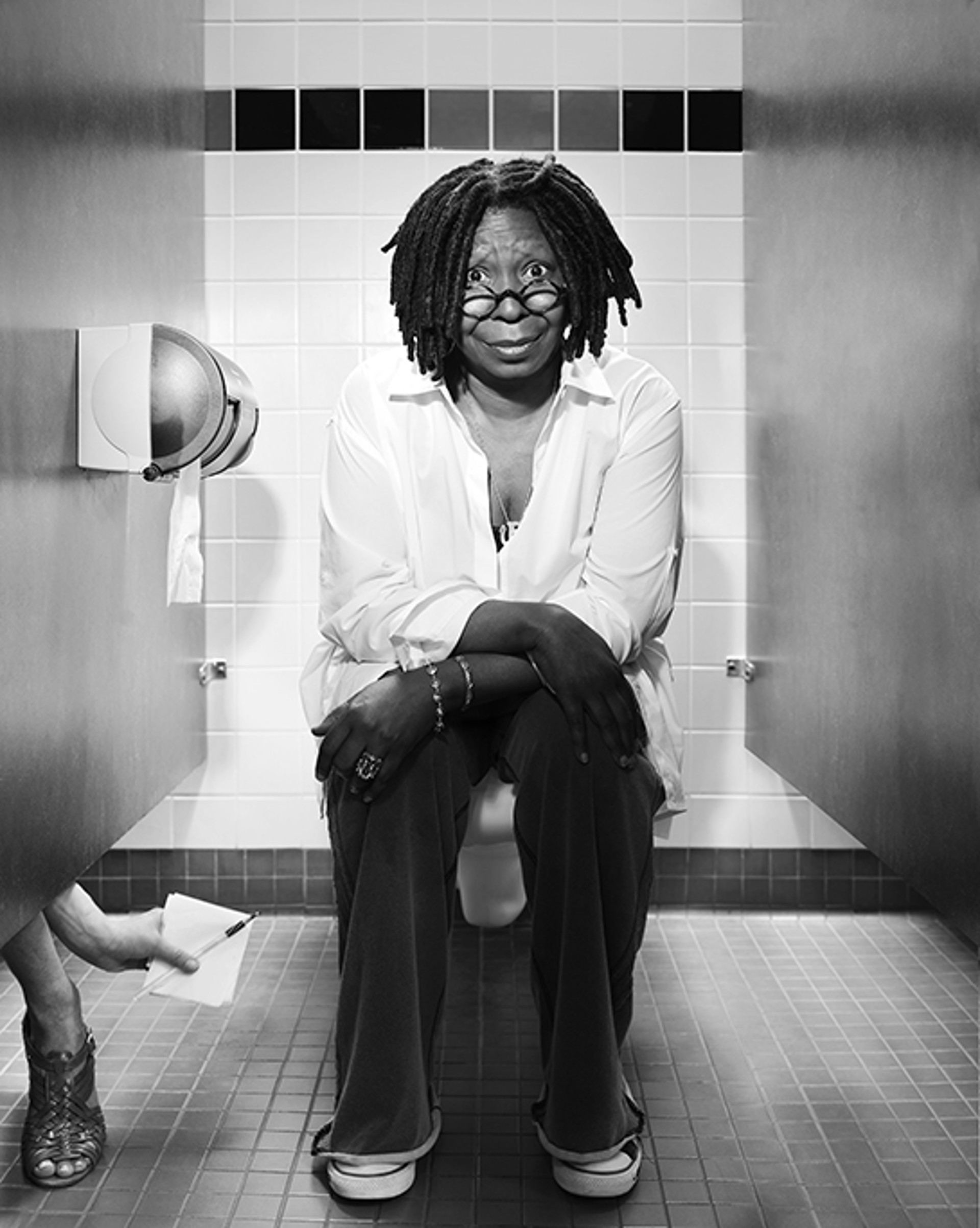 10009 Whoopi Goldberg Toilet 2010 BW by Timothy White