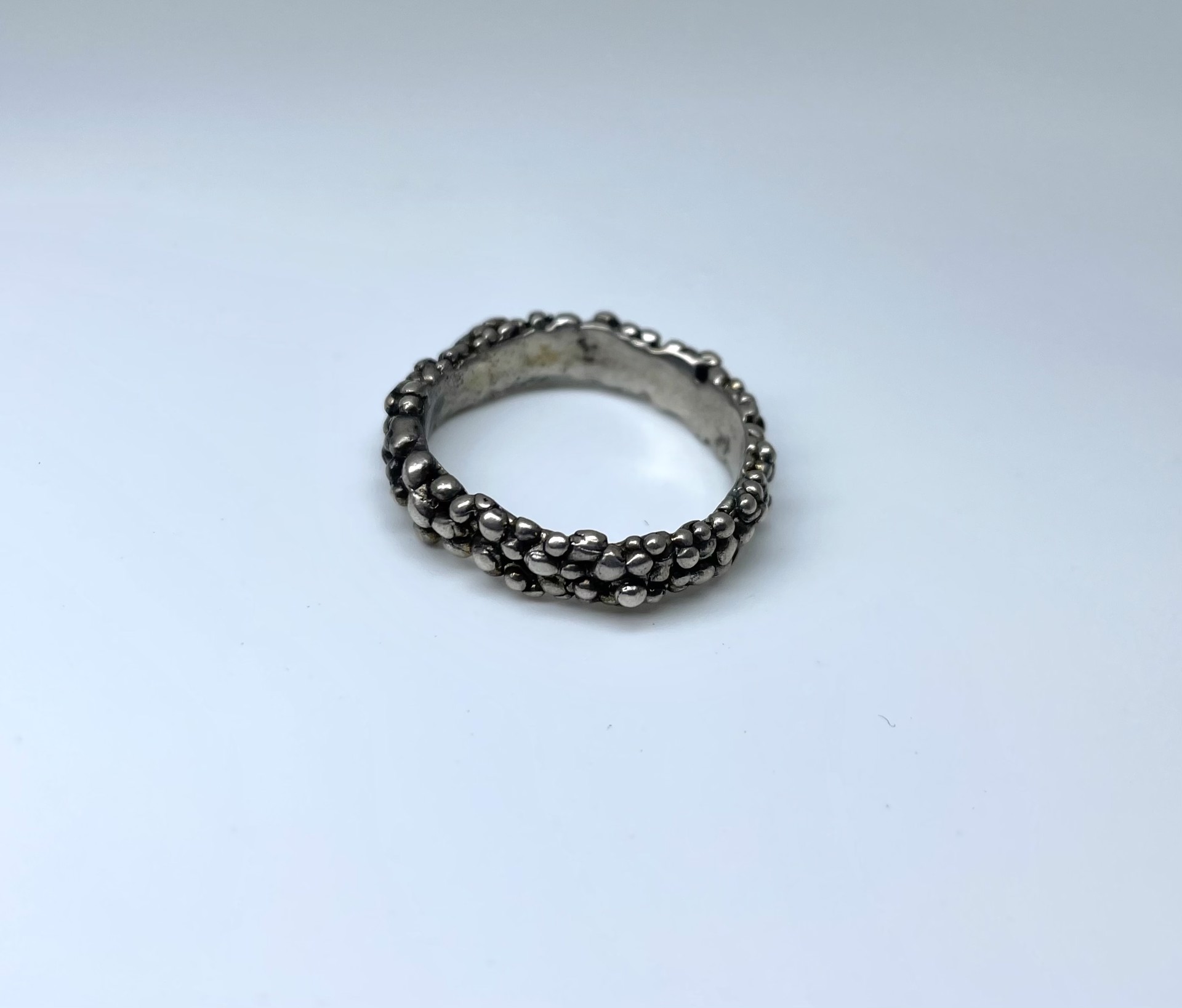 Oxidized Granulation Bubble Band Ring Large by Beth Benowich
