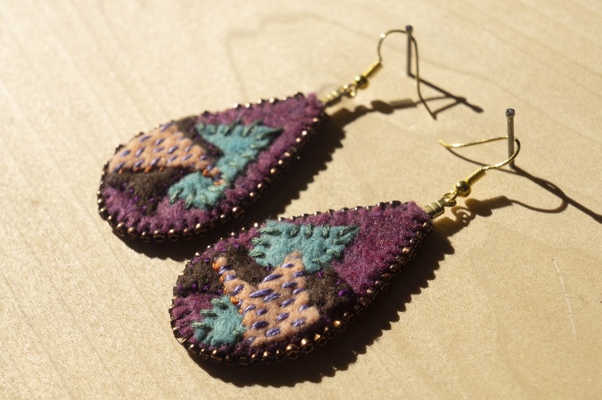 Purple and Teal Earrings by Hattie Lee