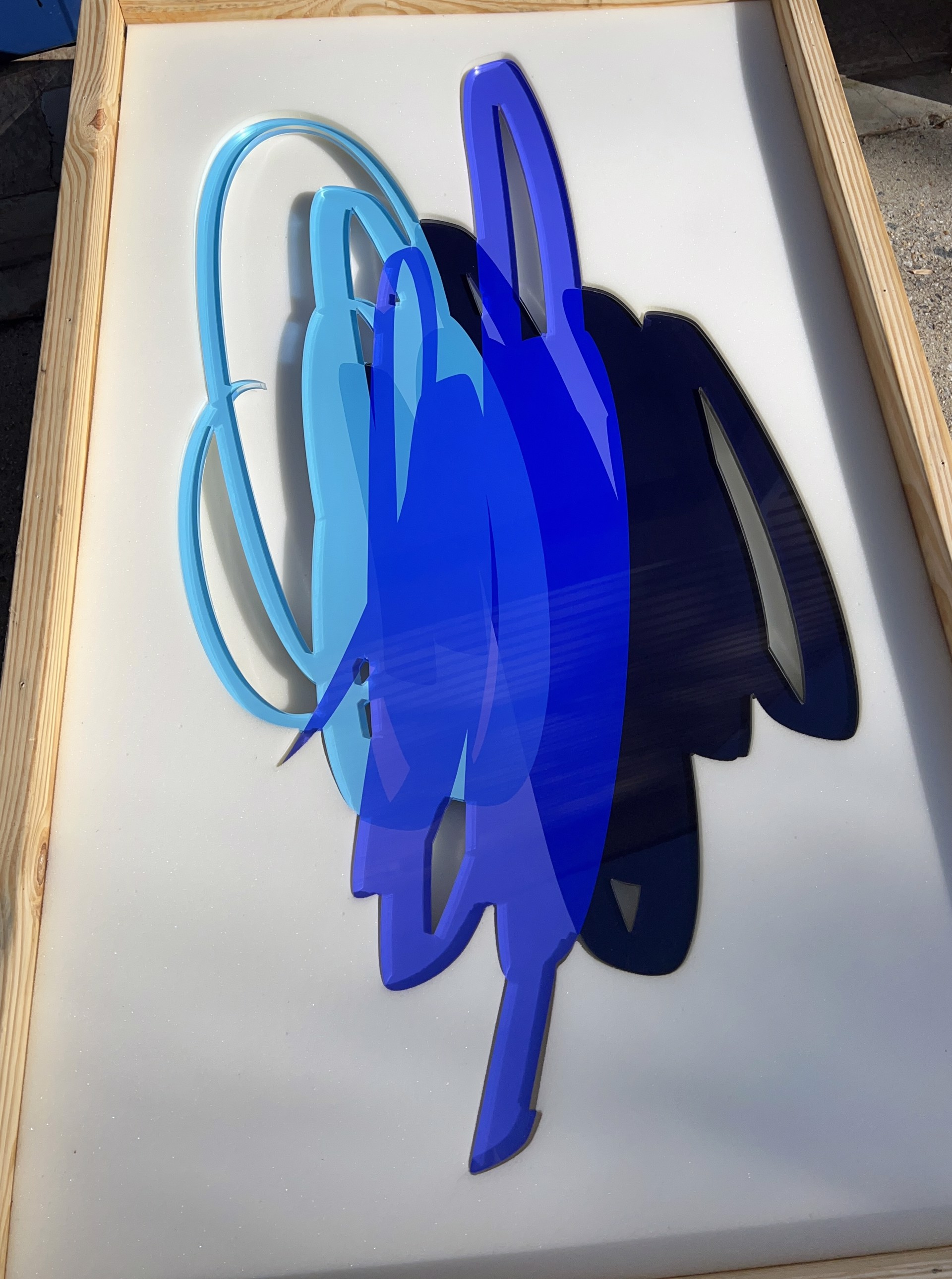 Triple Scribble, Blue, Photo mounted laser cut acrylic by Ryan Coleman