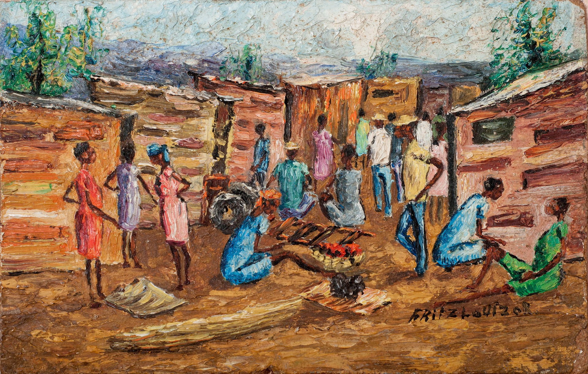 Rural scene #1-1-93GSN by Fritz Louizor (Haitian, 1949-1984)