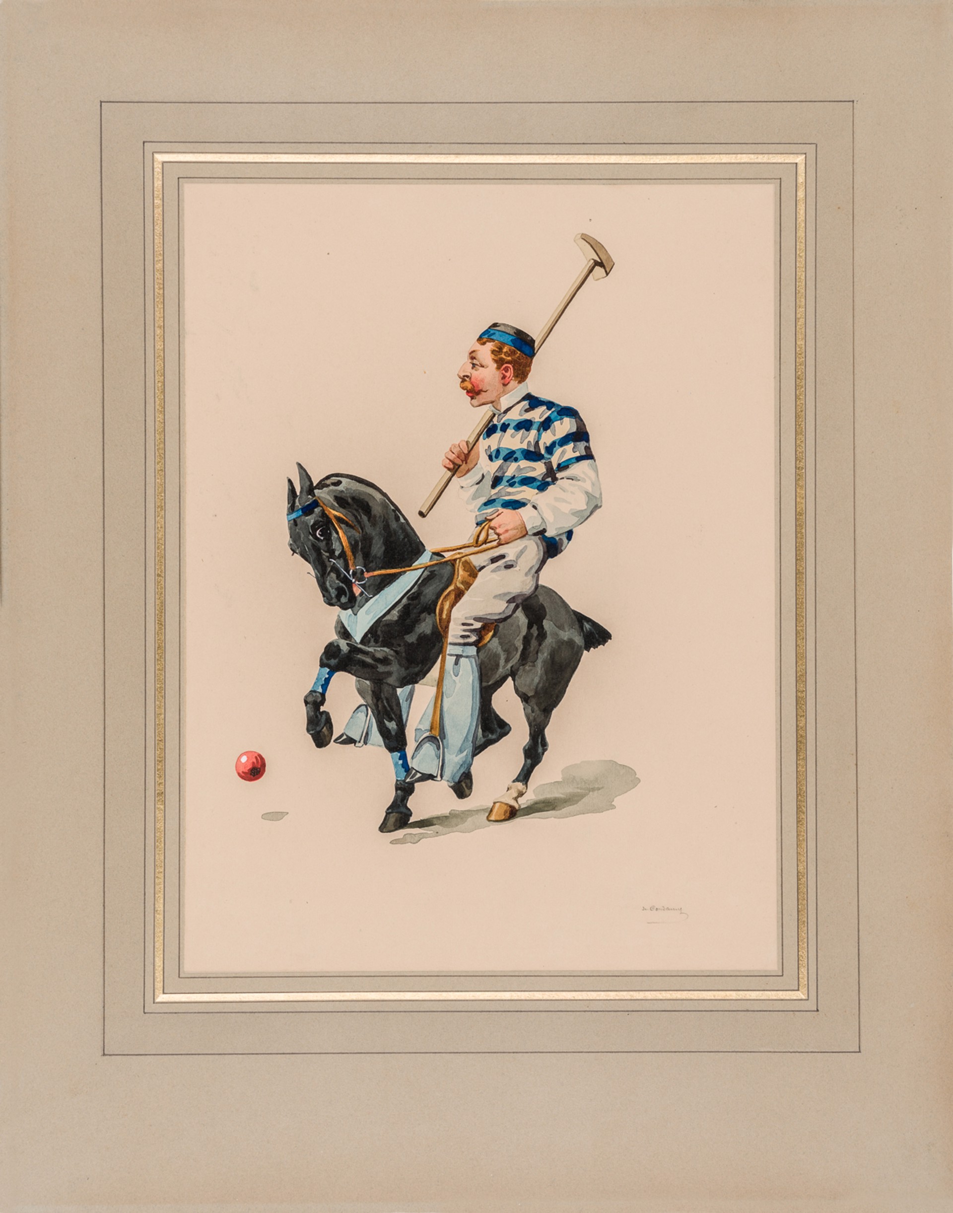 POLO INCIDENTS (set of 4) by Charles-Fernand de Condamy