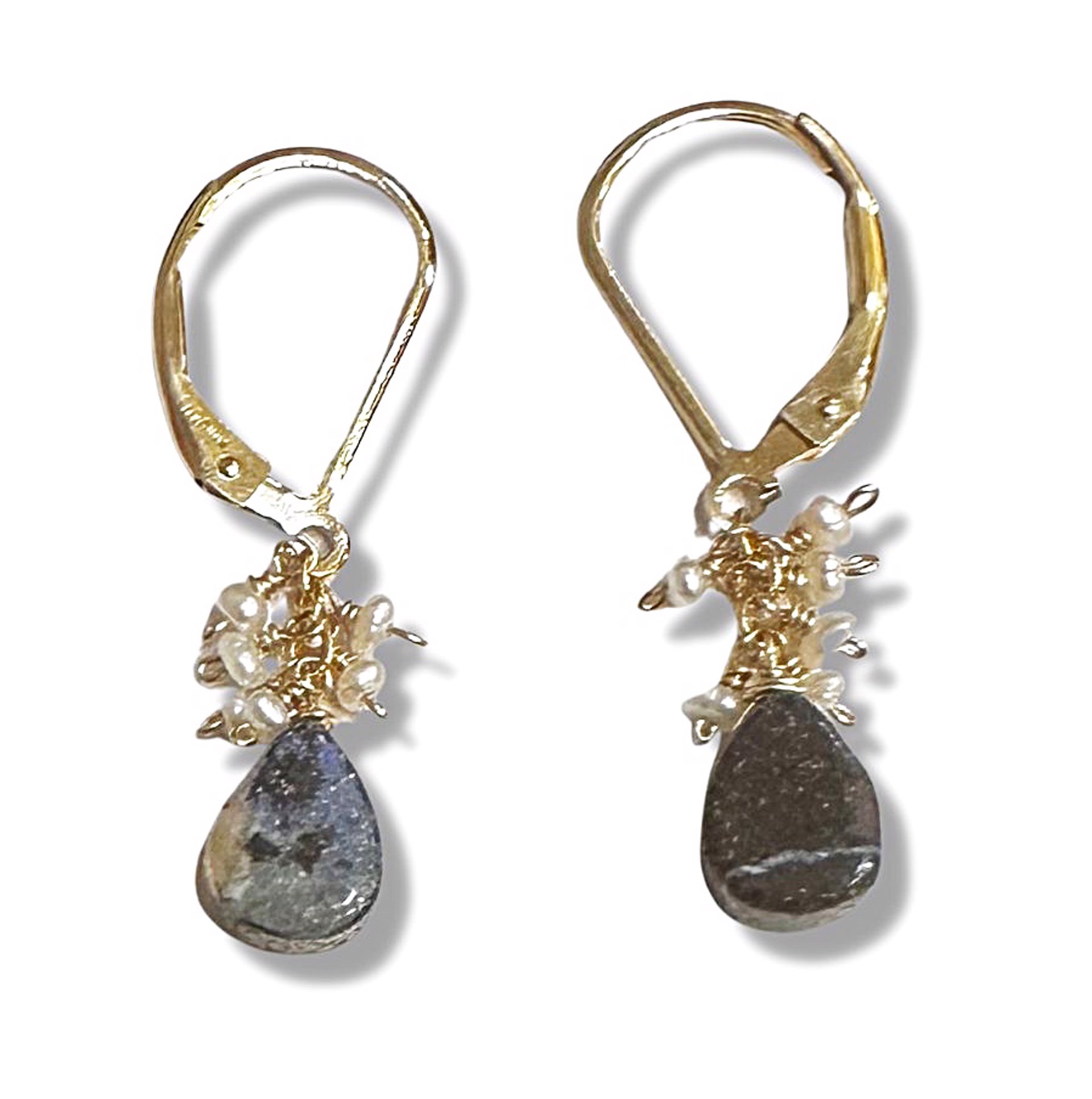 Earrings - Pearl and Opal with 14K Gold by Julia Balestracci