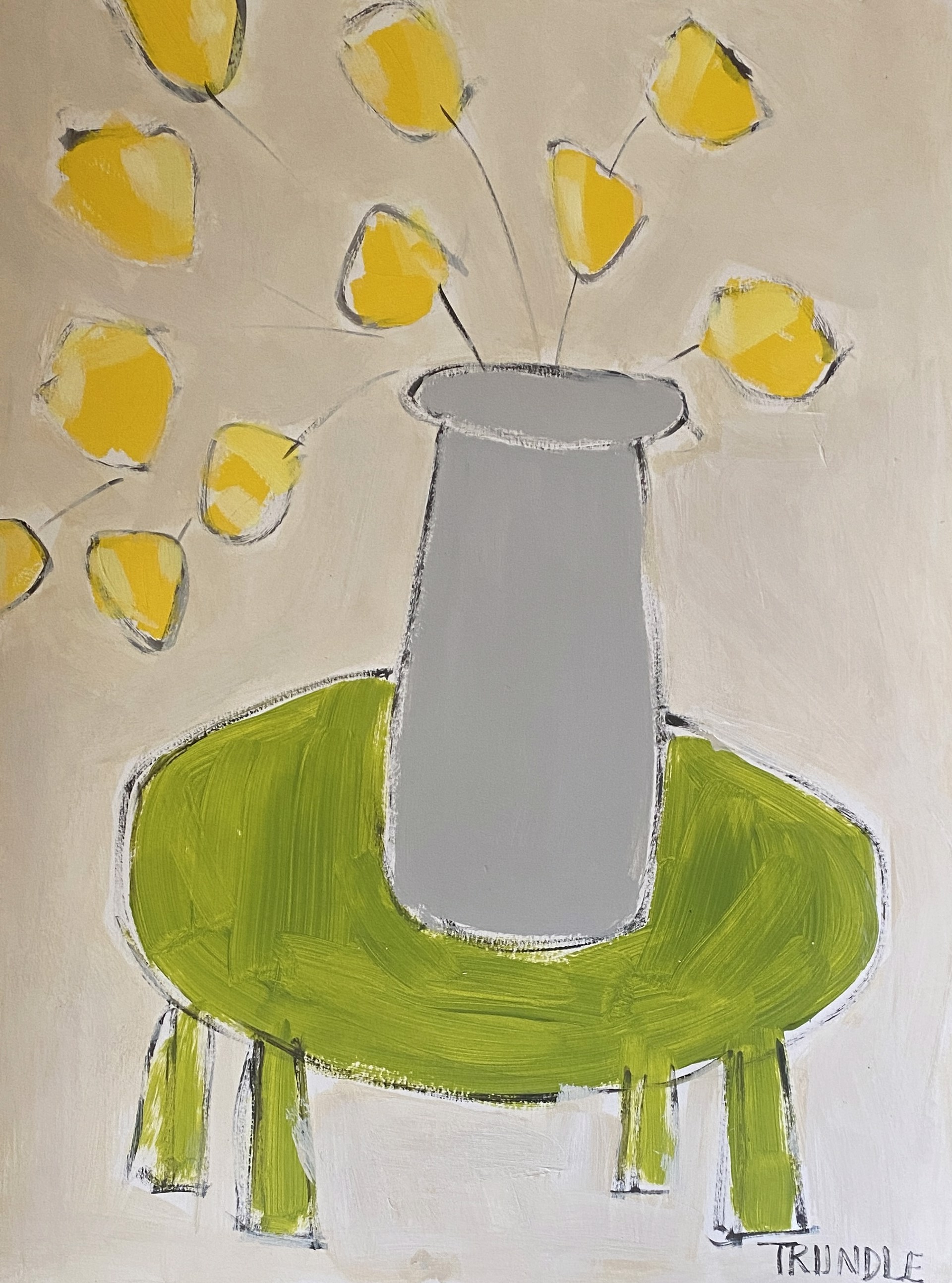 Yellow Bloom/Green Table III by Sarah Trundle