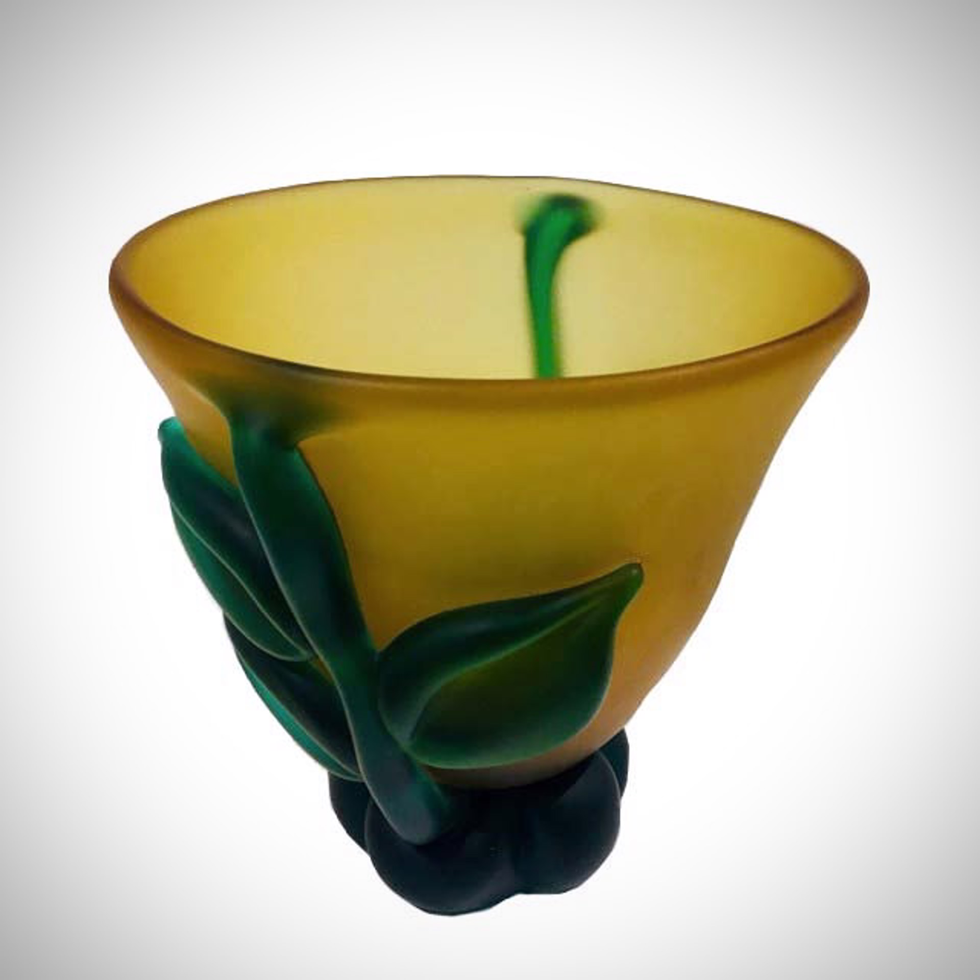 Short & Wide Amber/Green vase by TOMMIE RUSH