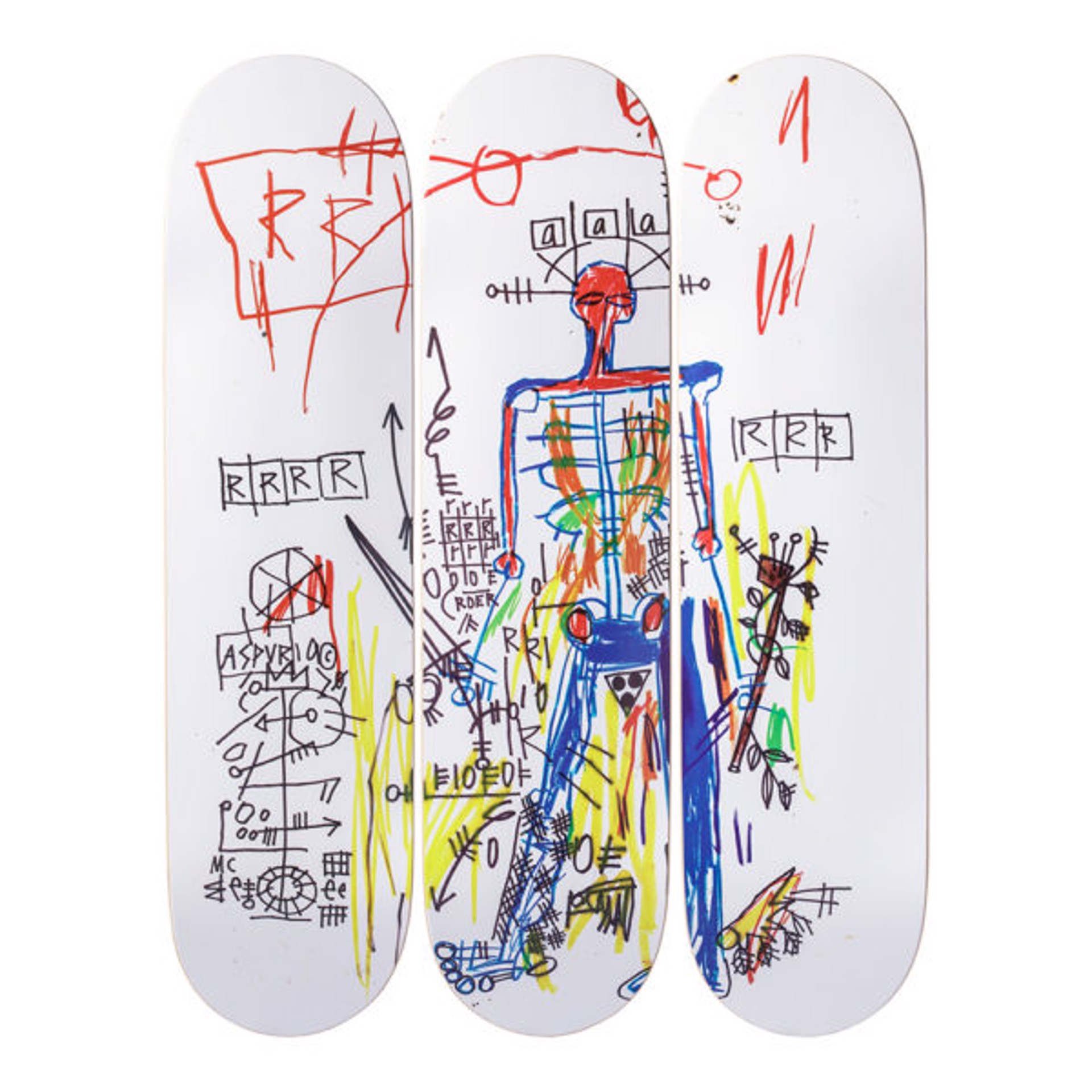 Robot Triptych Skate Deck by Jean-Michel Basquiat