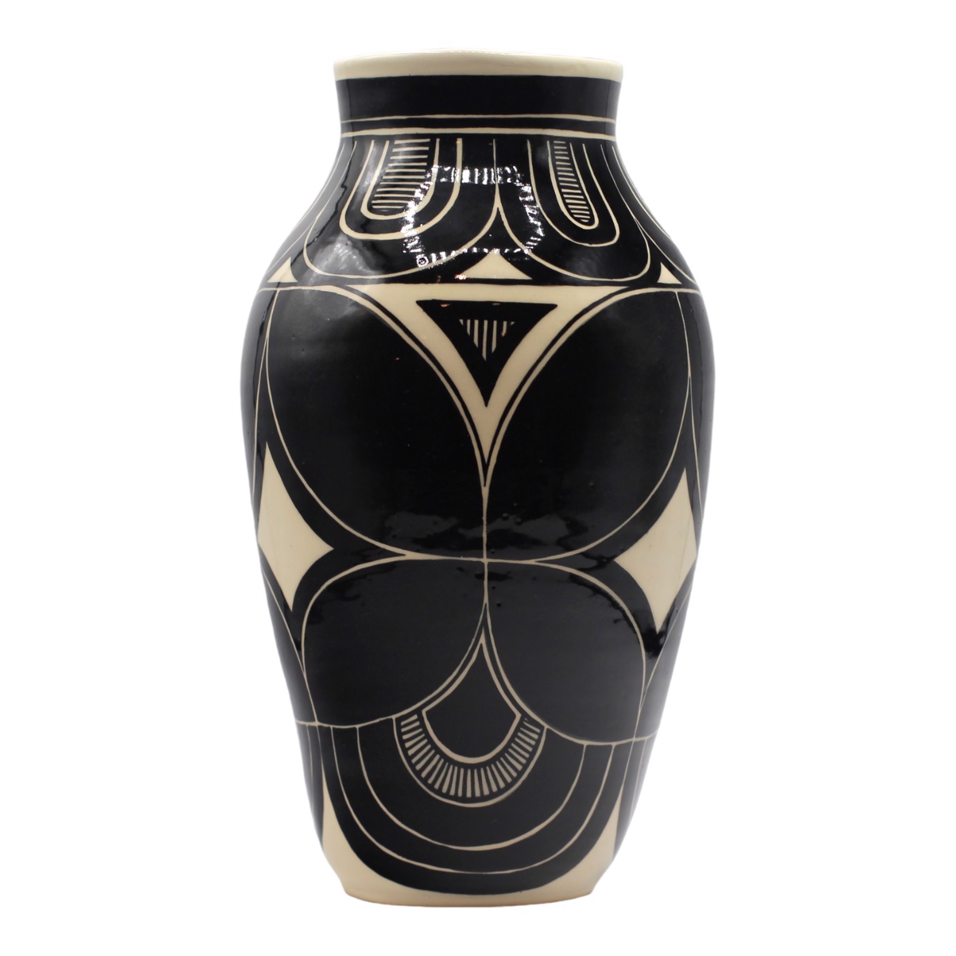Black Petal Vase w/ B&W - tall by Kara Lovell