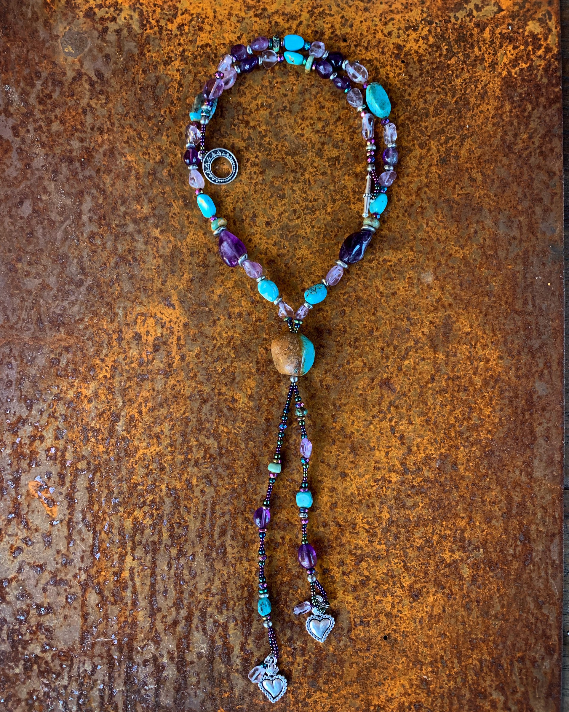 K544 Turquoise and Amethyst Necklace by Kelly Ormsby
