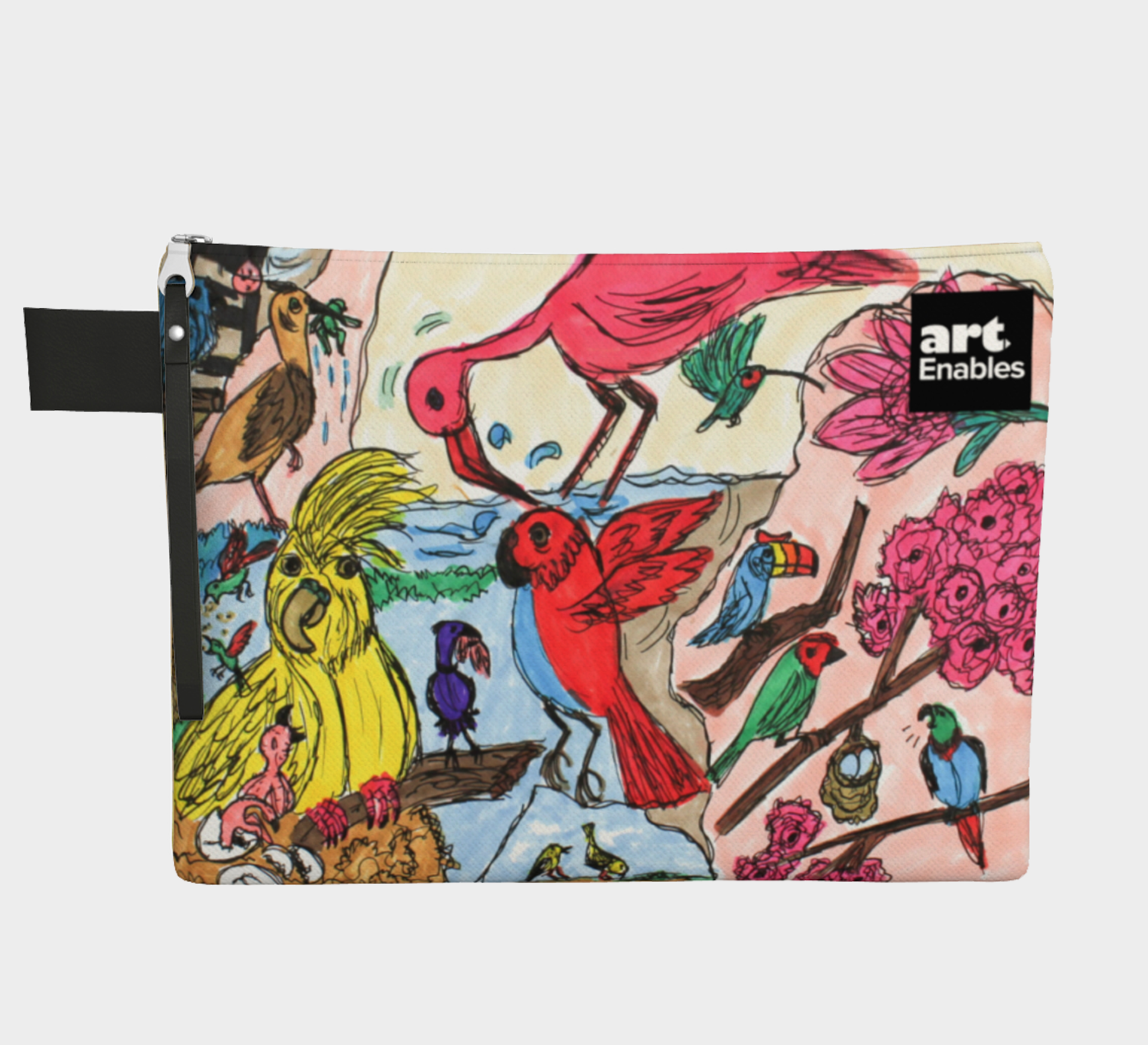 Zipper carry-all bag (Nonja Tiller birds print) by Art Enables Merchandise