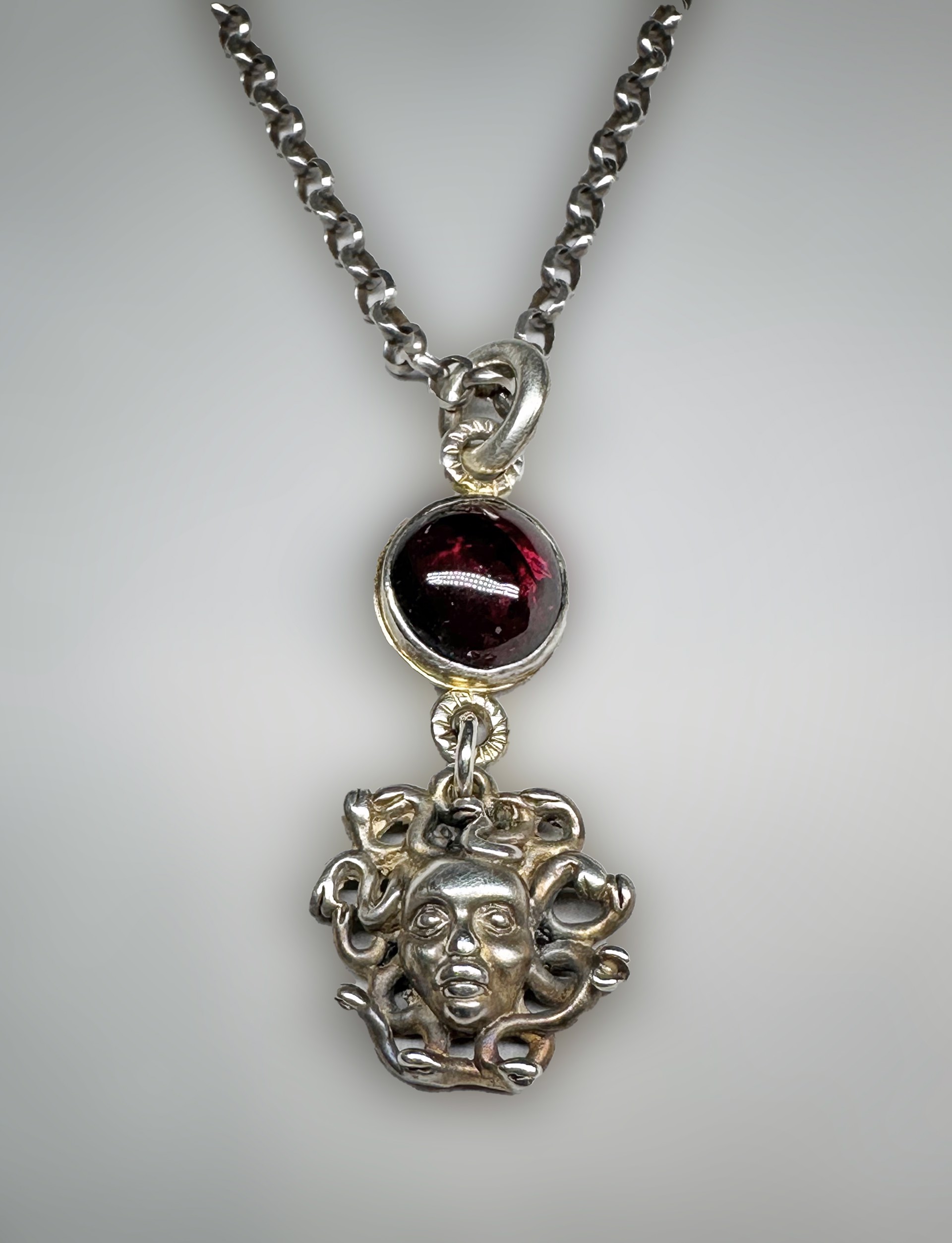 Sterling Silver Pendant with Cast Medusa by Tabor Porter
