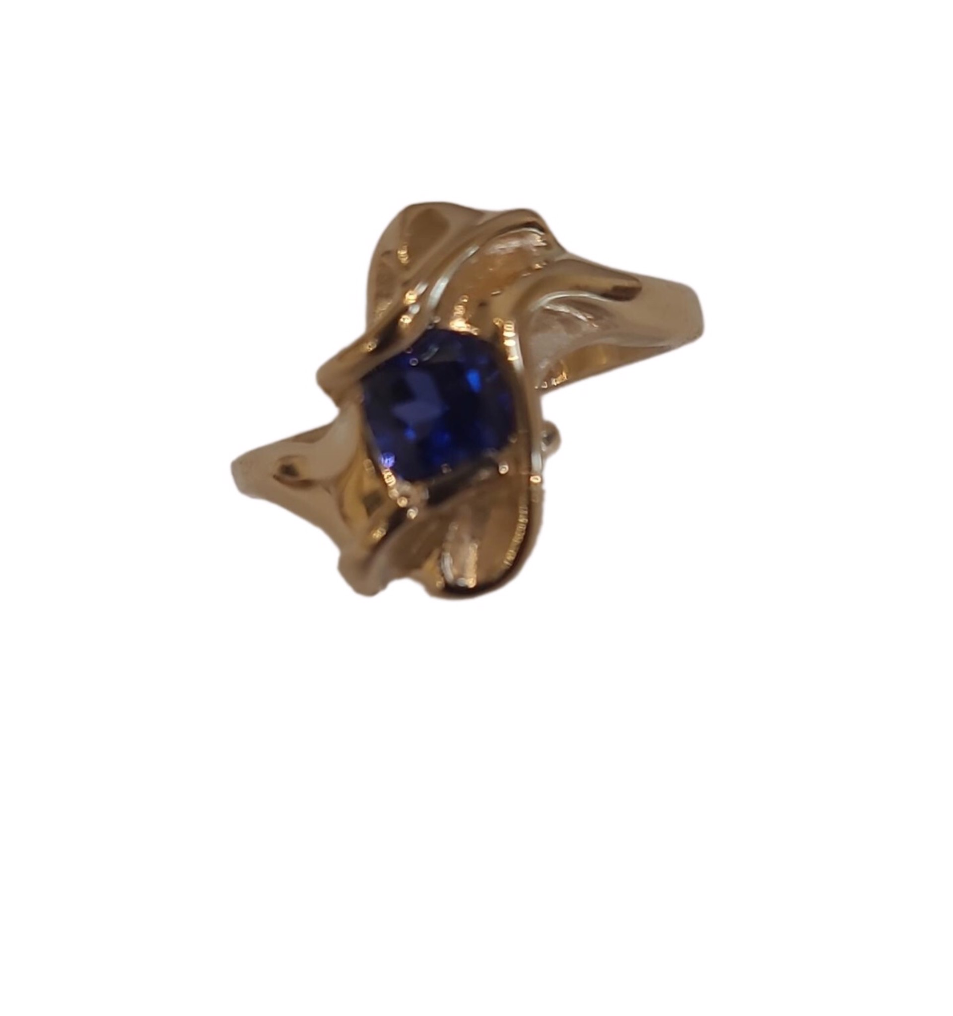Ring  14k Gold with Blue Sapphire Size 6.5 BKN 512 by Ken and Barbara Newman