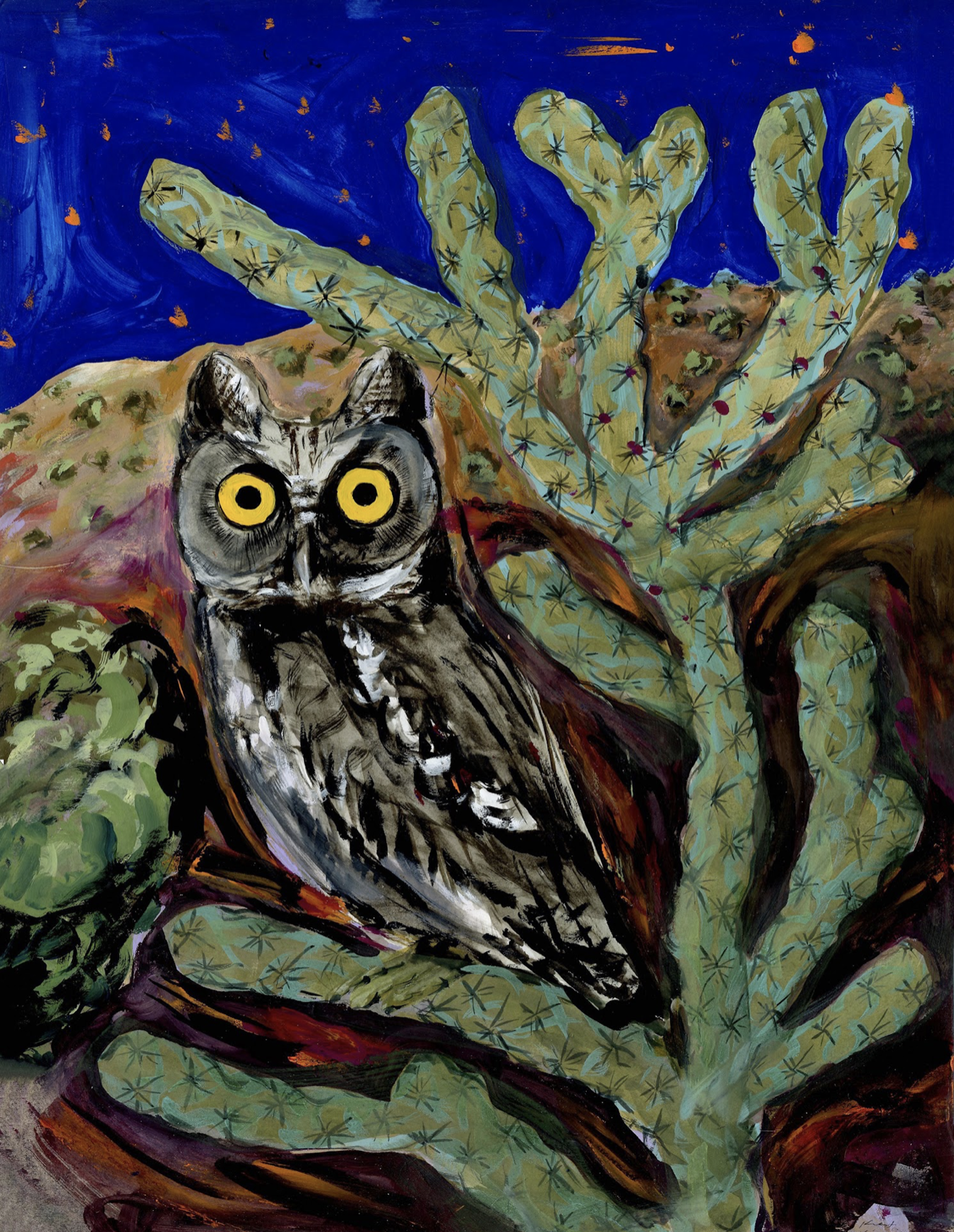 Screech Owl At Night by Kat Kinnick