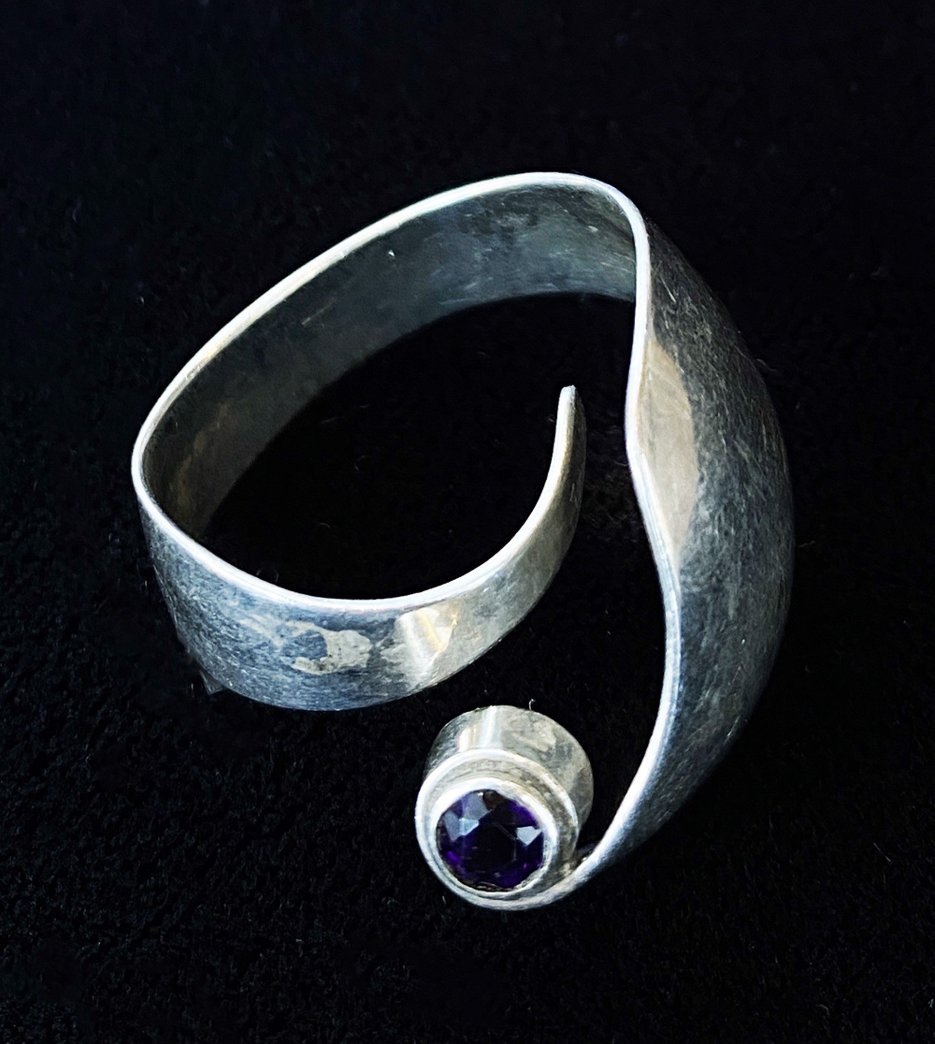 Purple Stone Silver Ring by Artist Unknown