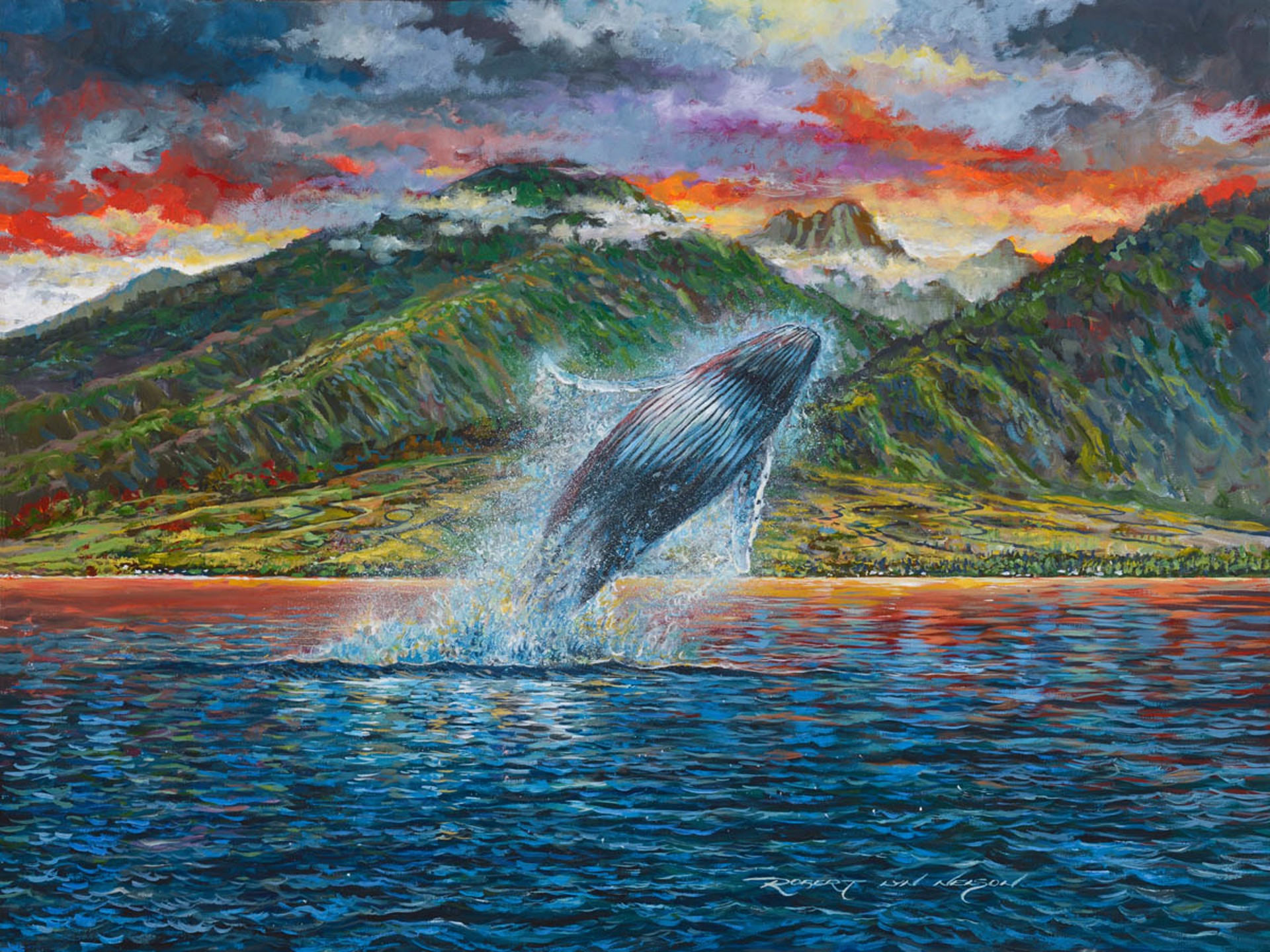 Magnificence - Humpback Breaching by Robert Lyn Nelson