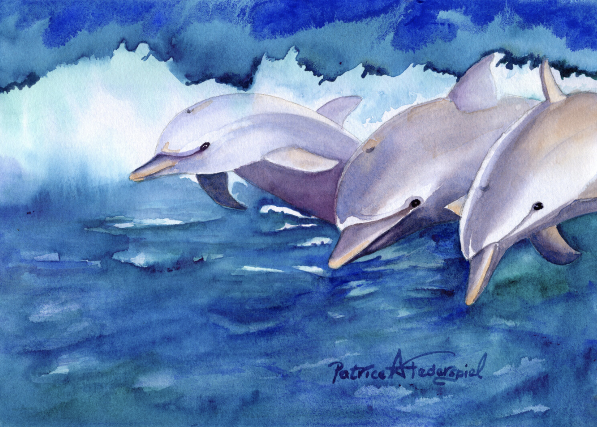Dolphins Frolic by Patrice Ann Federspiel