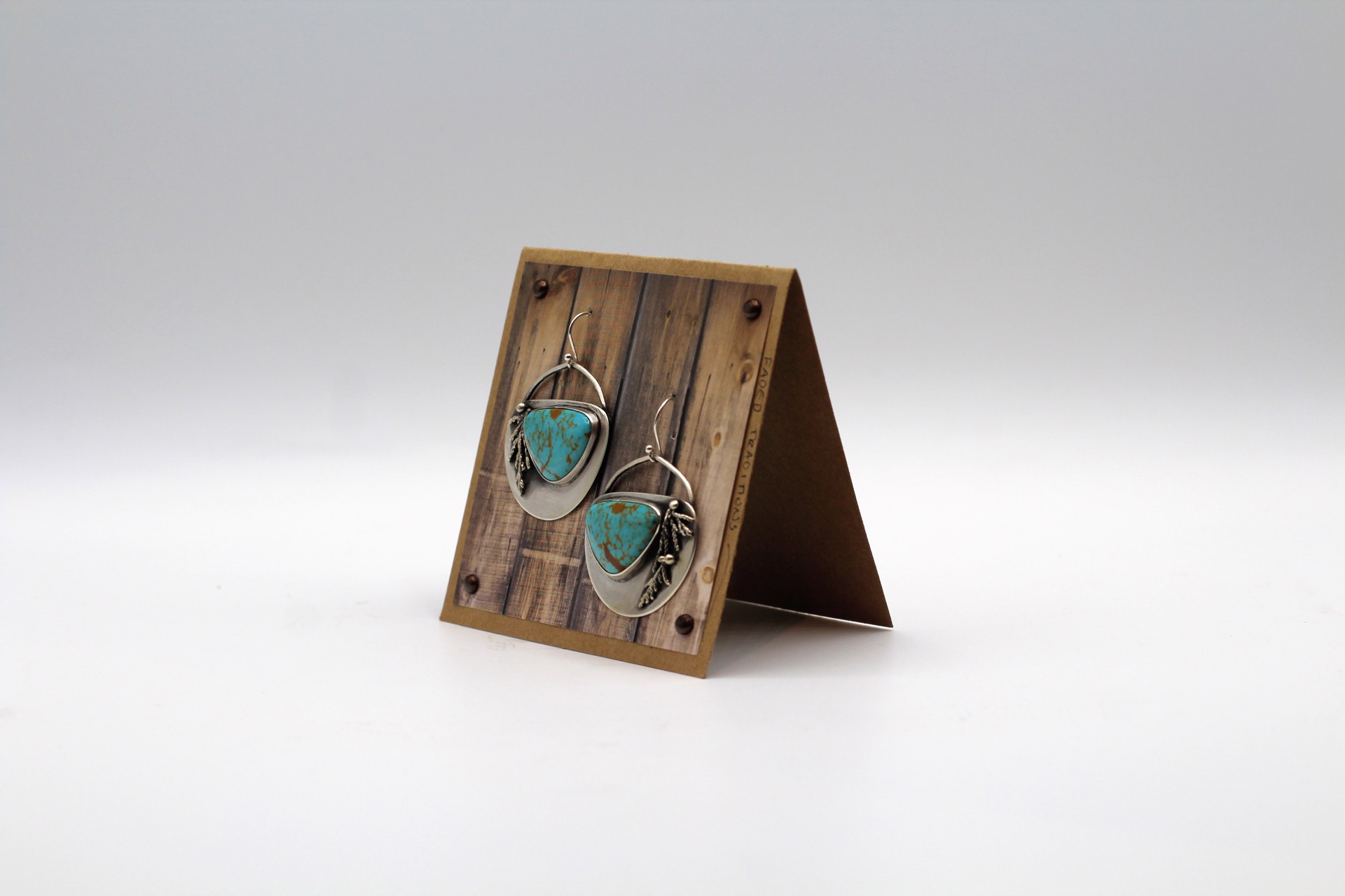 Sonoran Gem Turquoise Shield Earrings with Cast Juniper by Ashley Hanna
