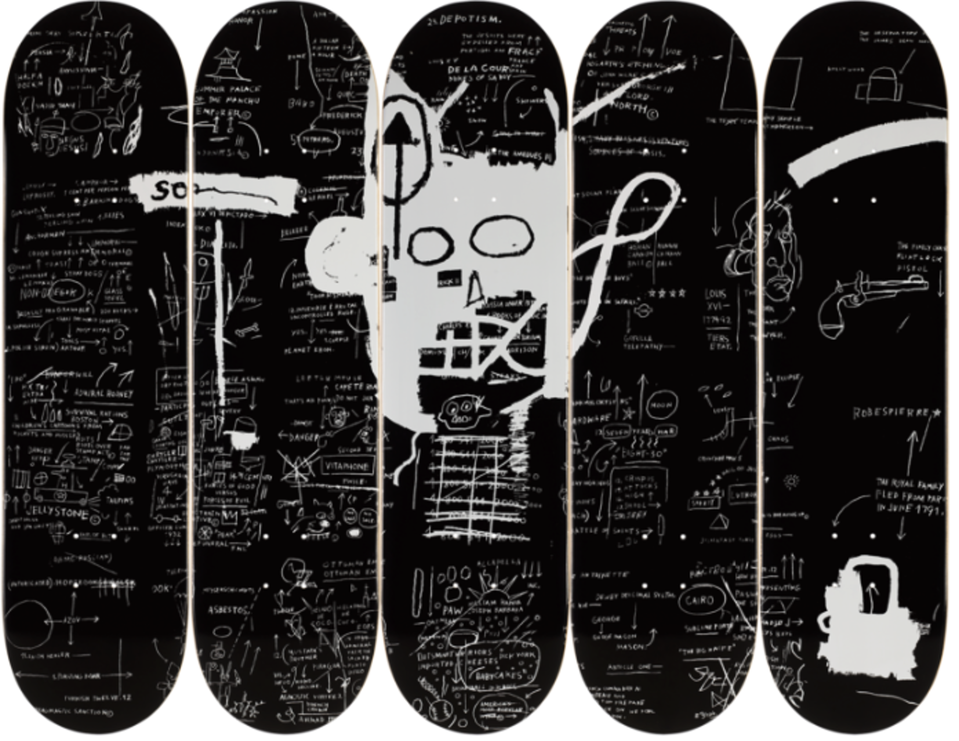 Demon-Set of 5 Skateboards by Jean-Michel Basquiat