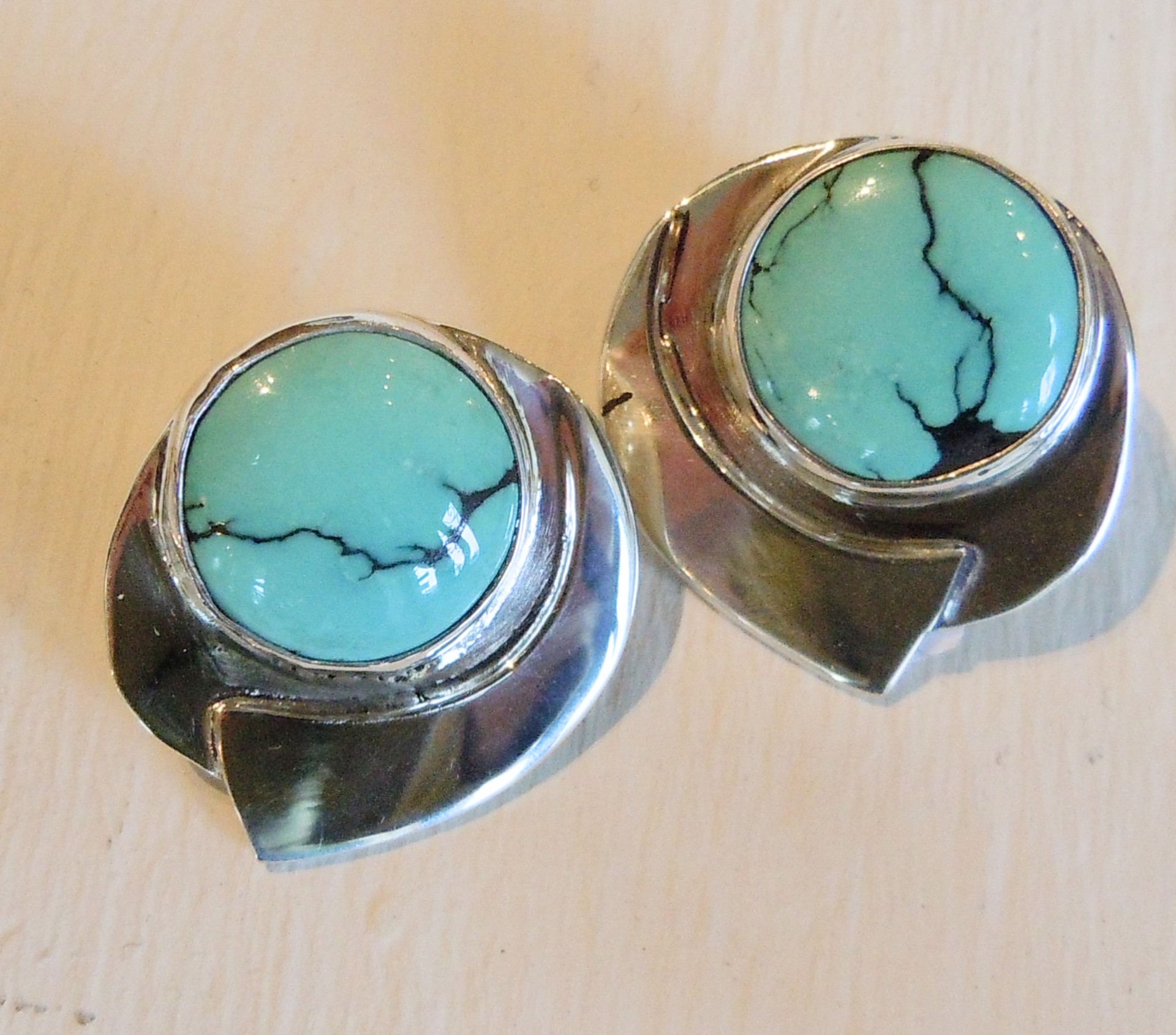 Tibetan Turquoise Post Earring by Anne Forbes