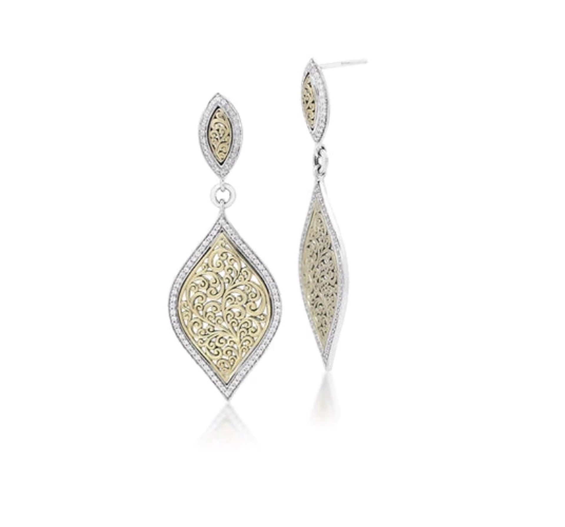 1000 Framed 18K Gold Double Marquise Drop Earrings (SO) by Lois Hill