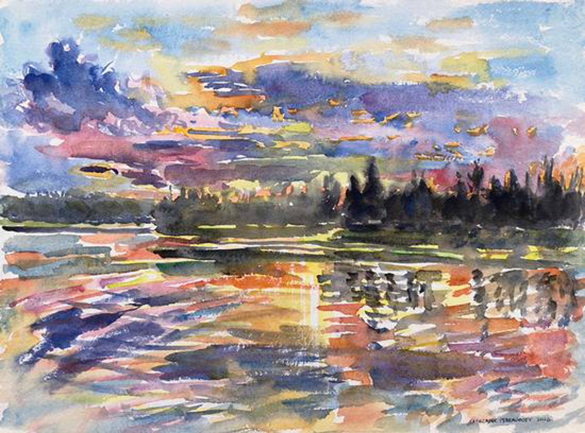Sunset at Emma Lake by Catherine Perehudoff