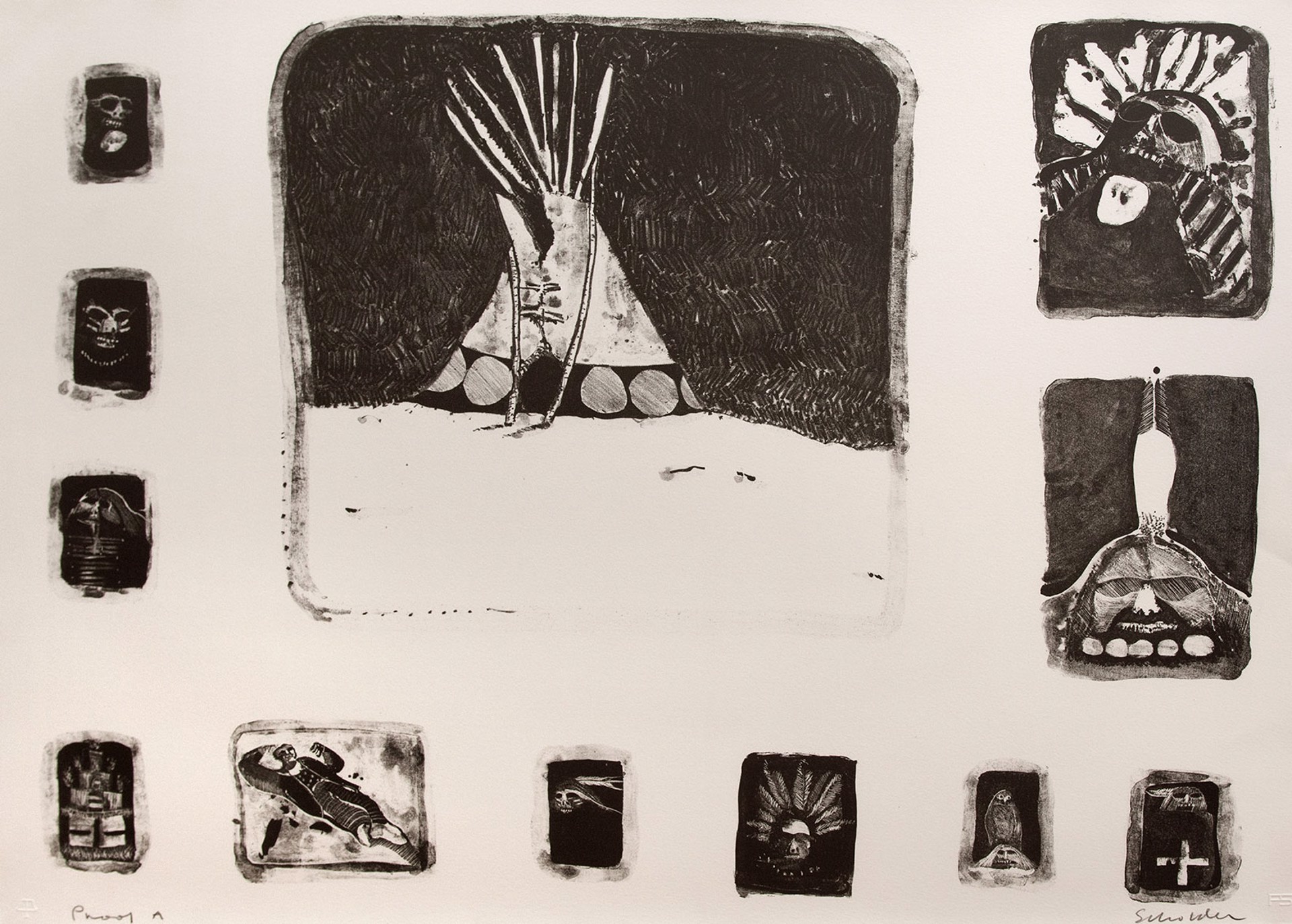 Indian Note Book Page (Proof A), 1971 by Fritz Scholder