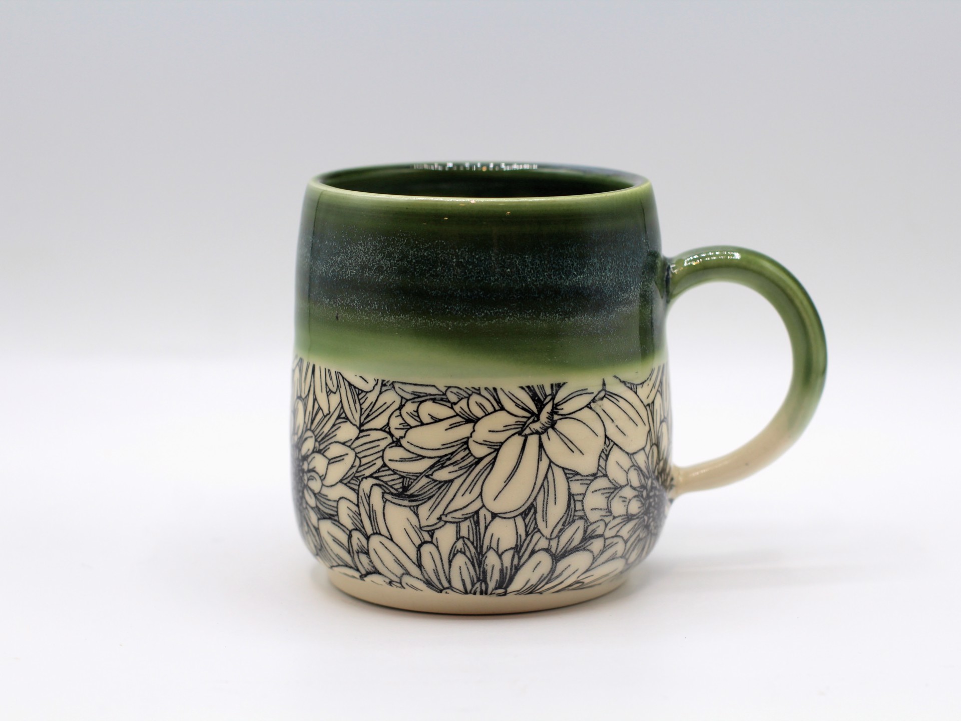 B&W Mum w/ Teal Glaze Mug by Kara Lovell