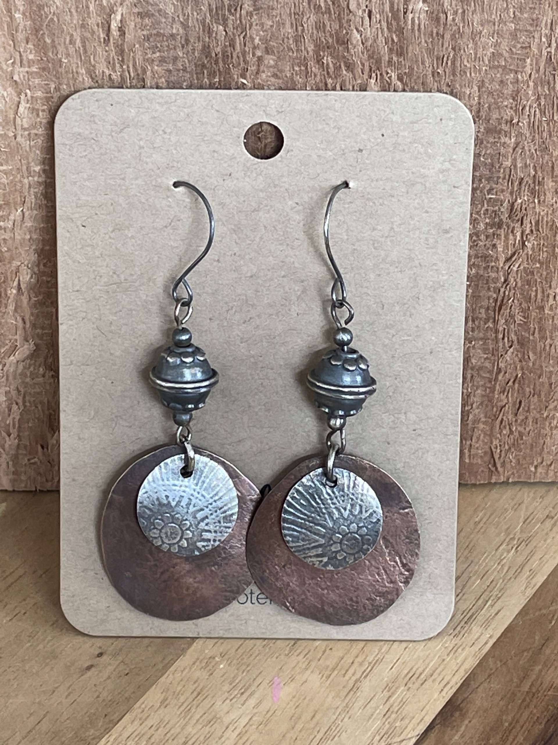 100-21 Sterling Copper Mix Earrings by Vickie Wooten