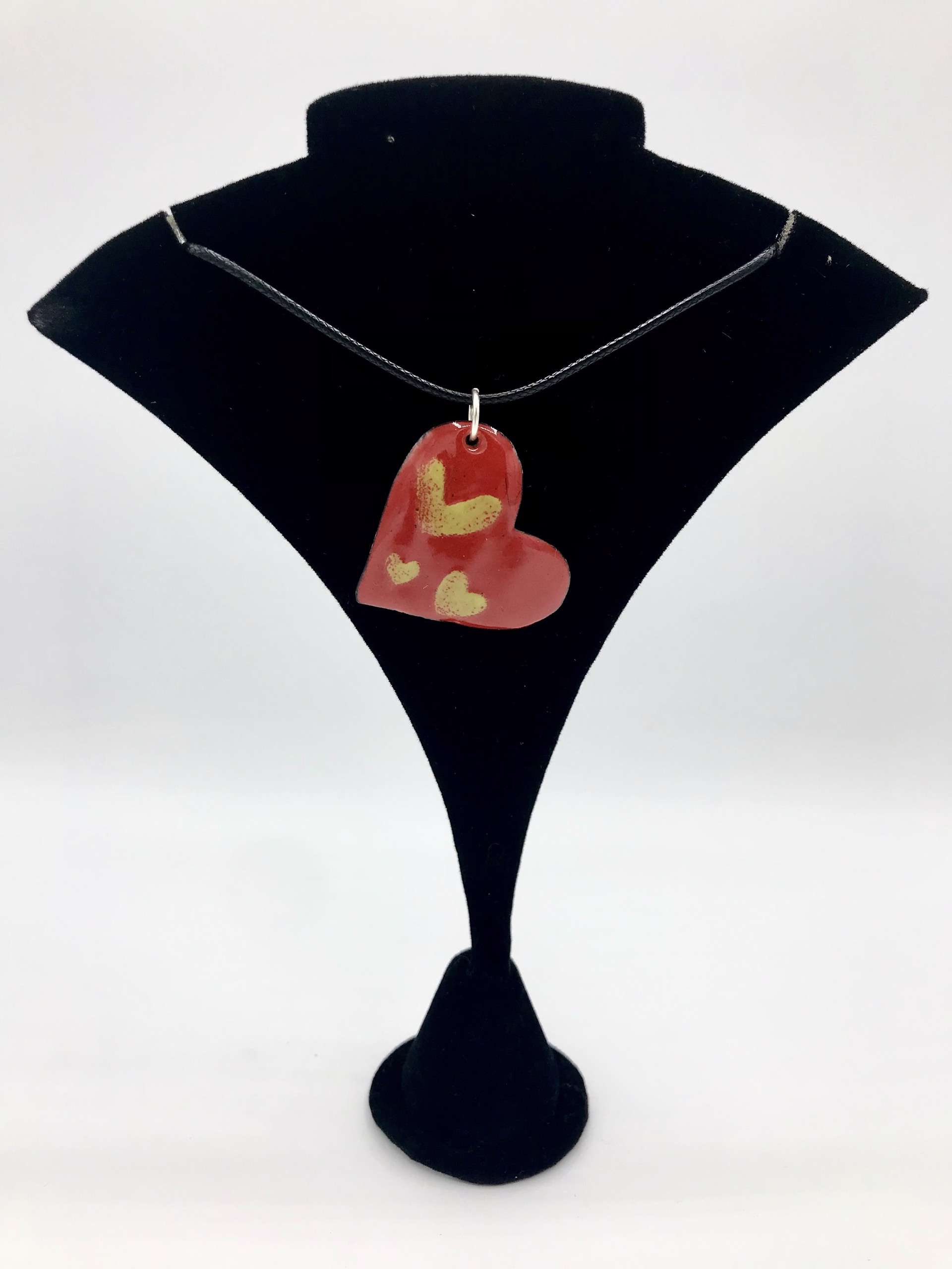 Red w/ Yellow Hearts Necklace by Cathy Talbot