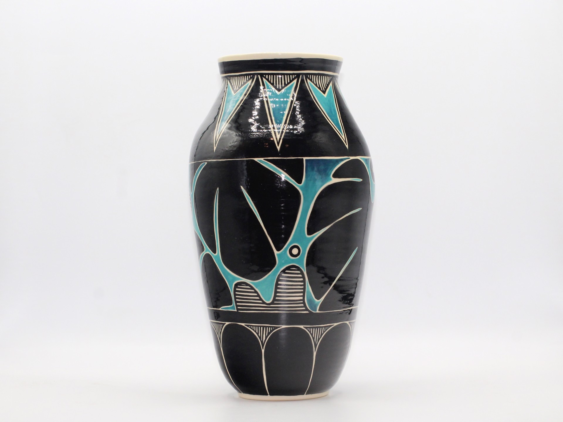 Monstera Vase w/ Blue - tall by Kara Lovell