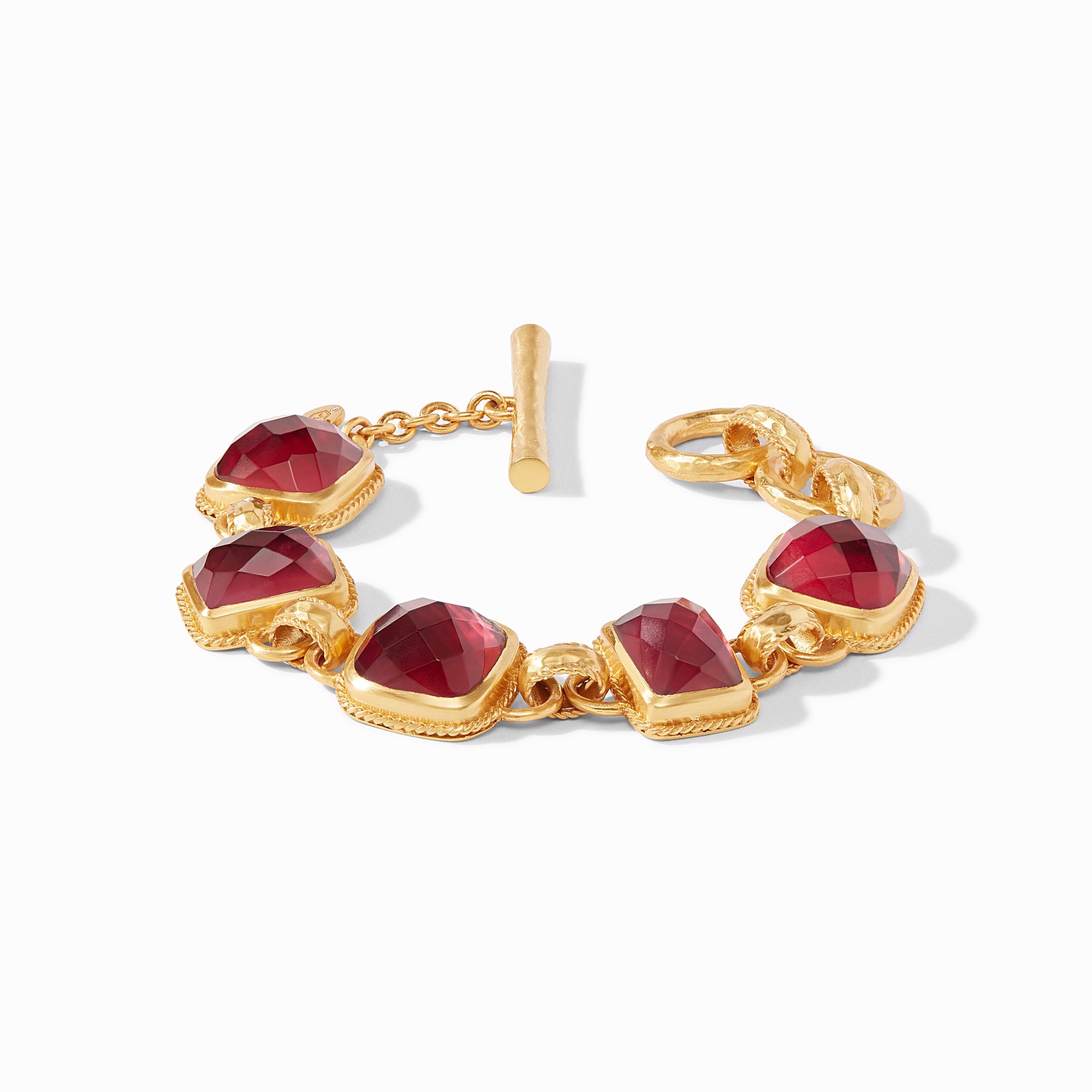 Savoy Demi Bracelet Gold Iridescent Ruby Red by Julie Vos