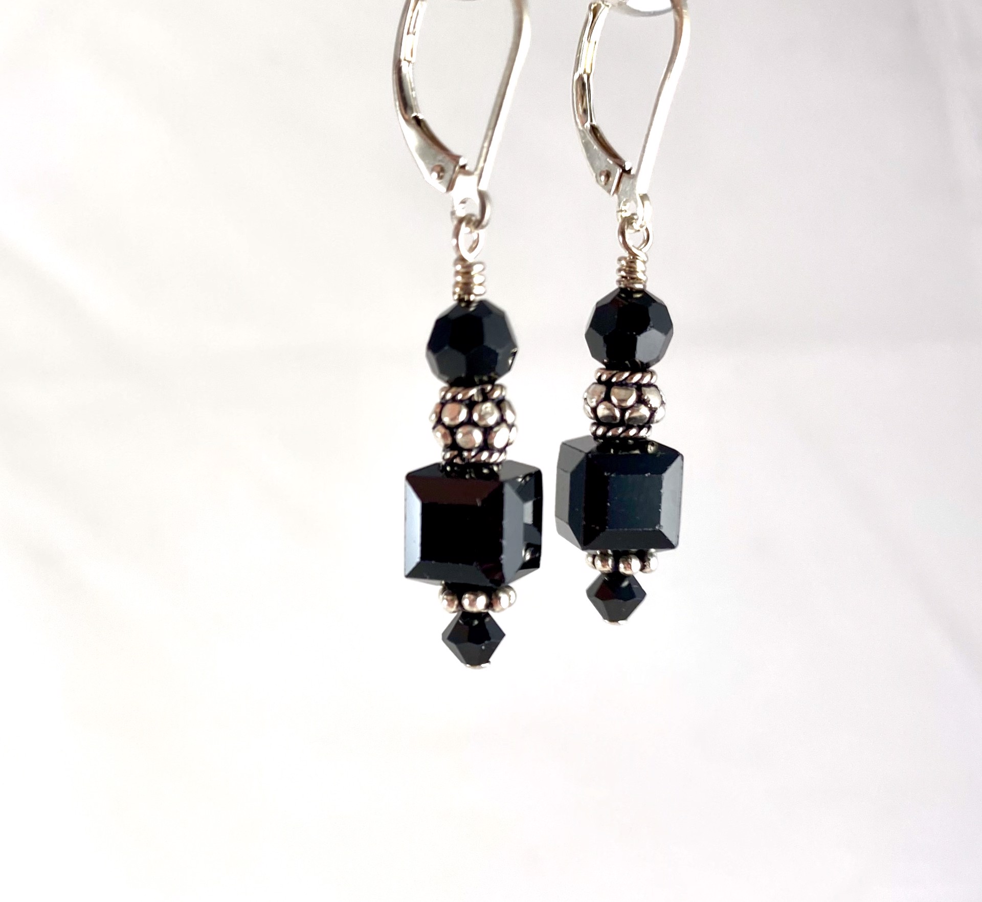 Faceted Onyx, Crystal Earrings SHOSH19-18 by Shoshannah Weinisch