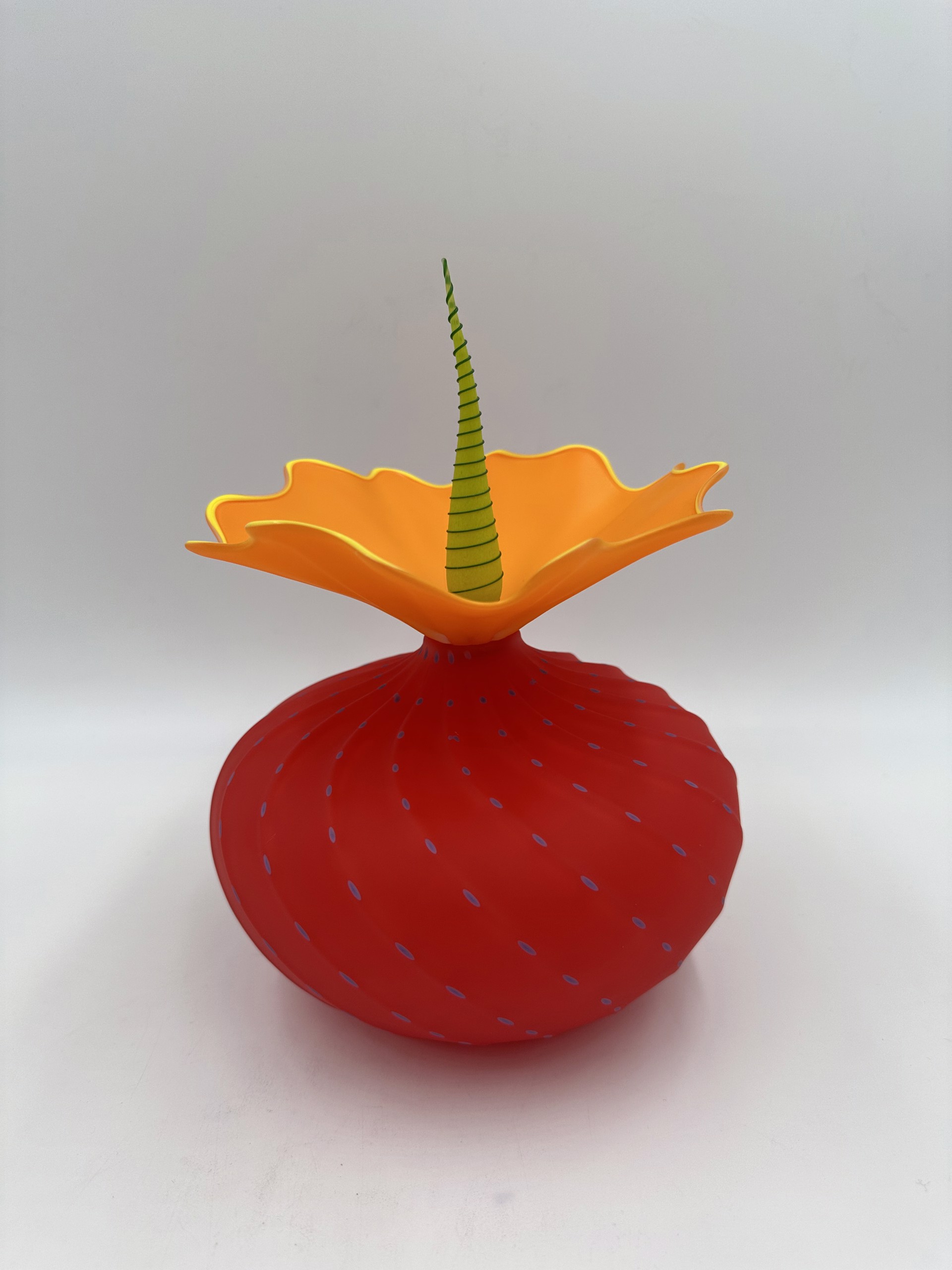 Bobtanical Urchin - Red/Mango and Green by Kliszewski Glass