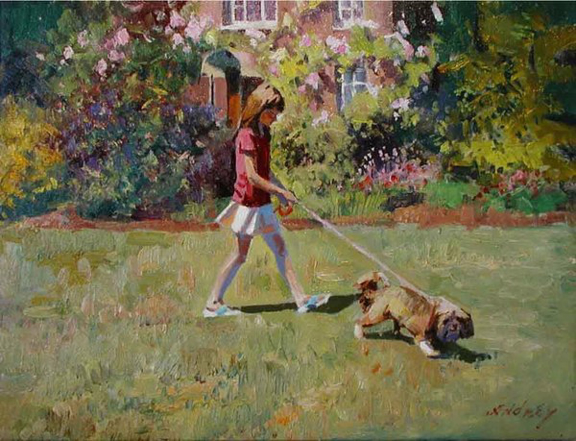 Girl Walking Dog by Andrei Yalanski